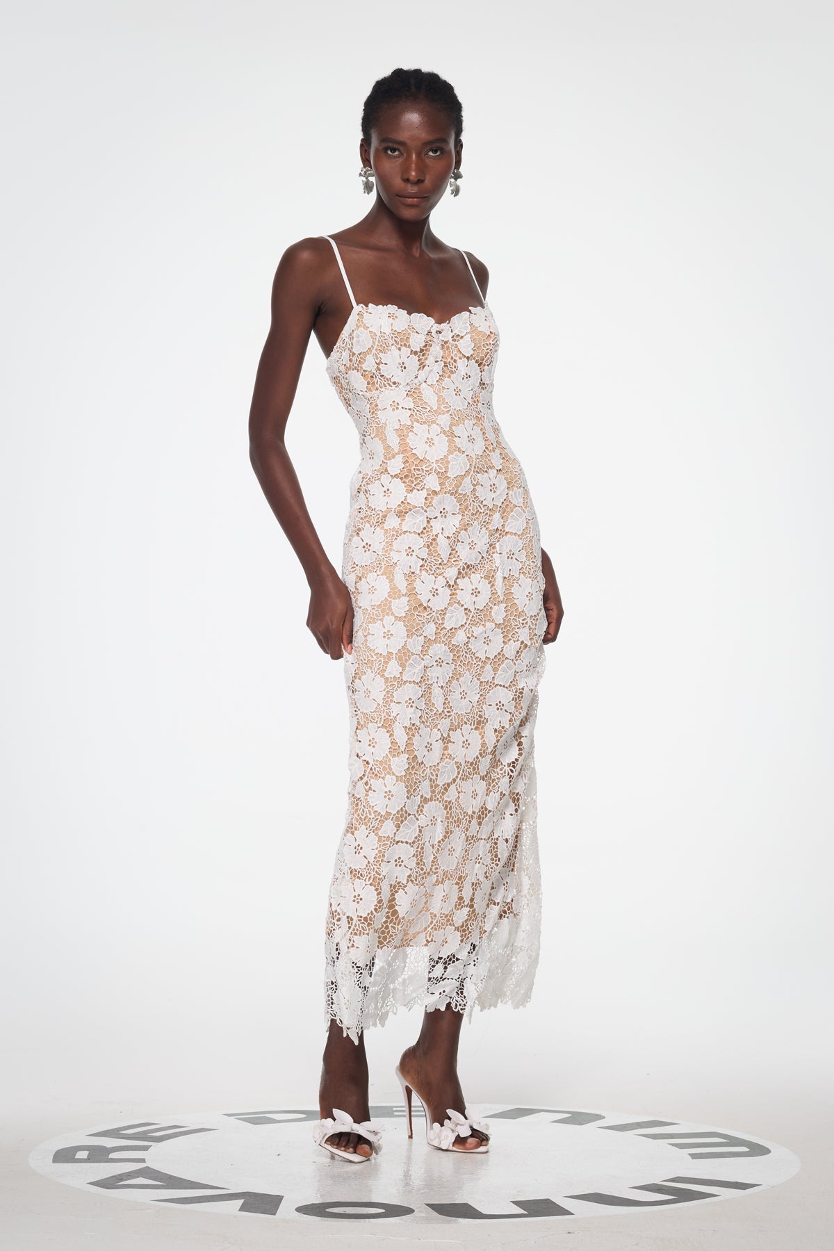 Bagrat Lace Spaghetti Lace Up Maxi Dress