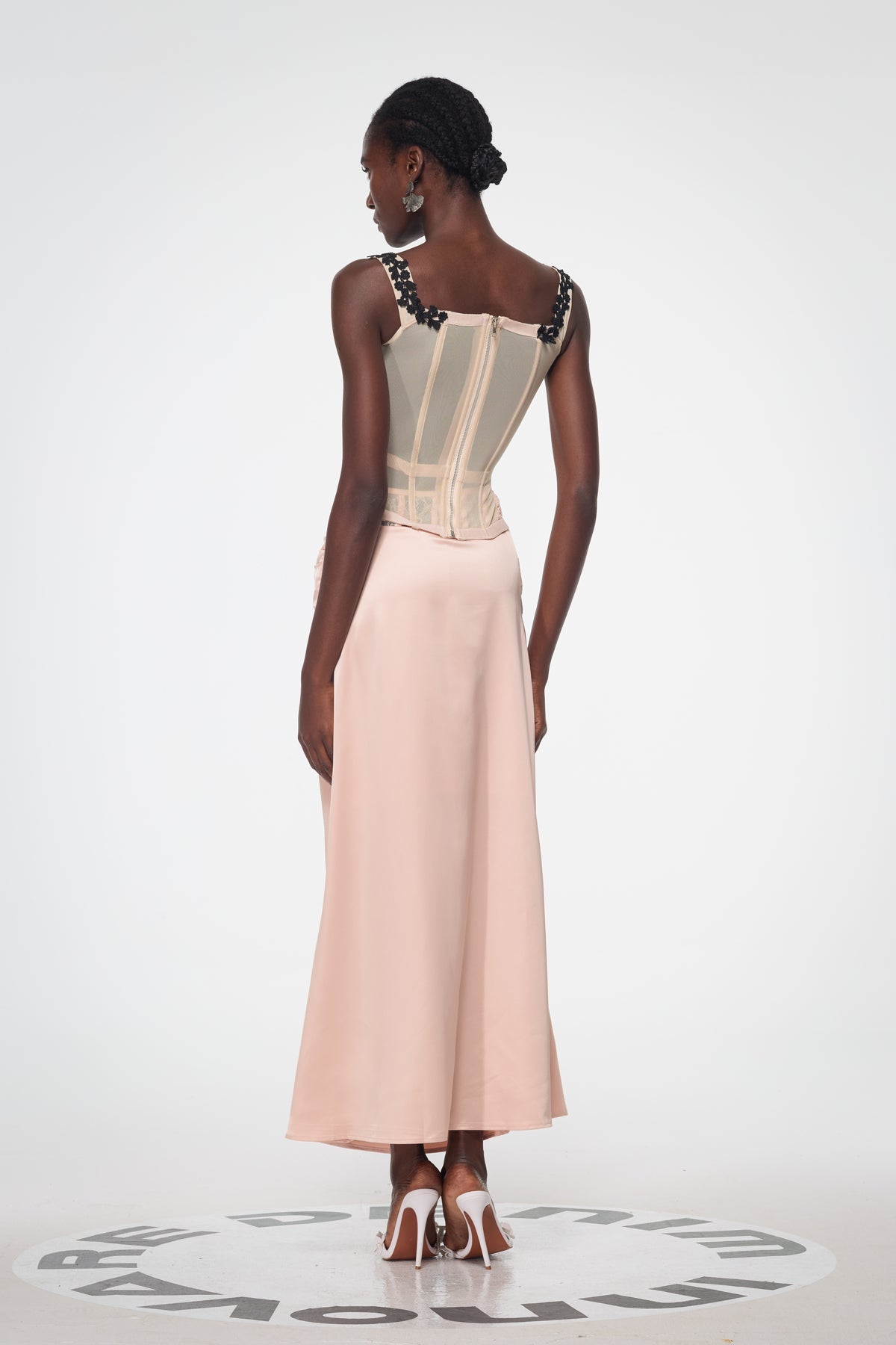 Bahadır Lace Corset Satin Skirt Set