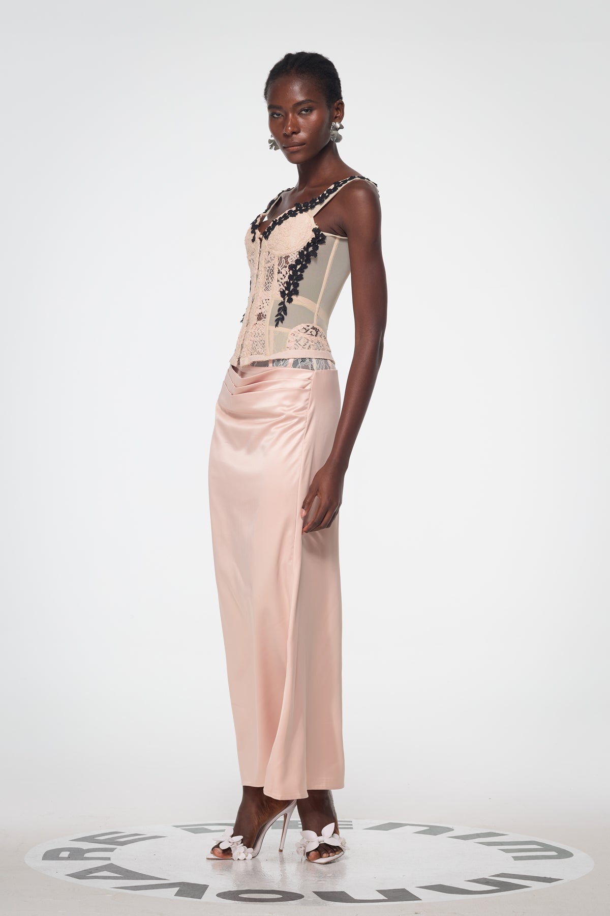 Bahadır Lace Corset Satin Skirt Set