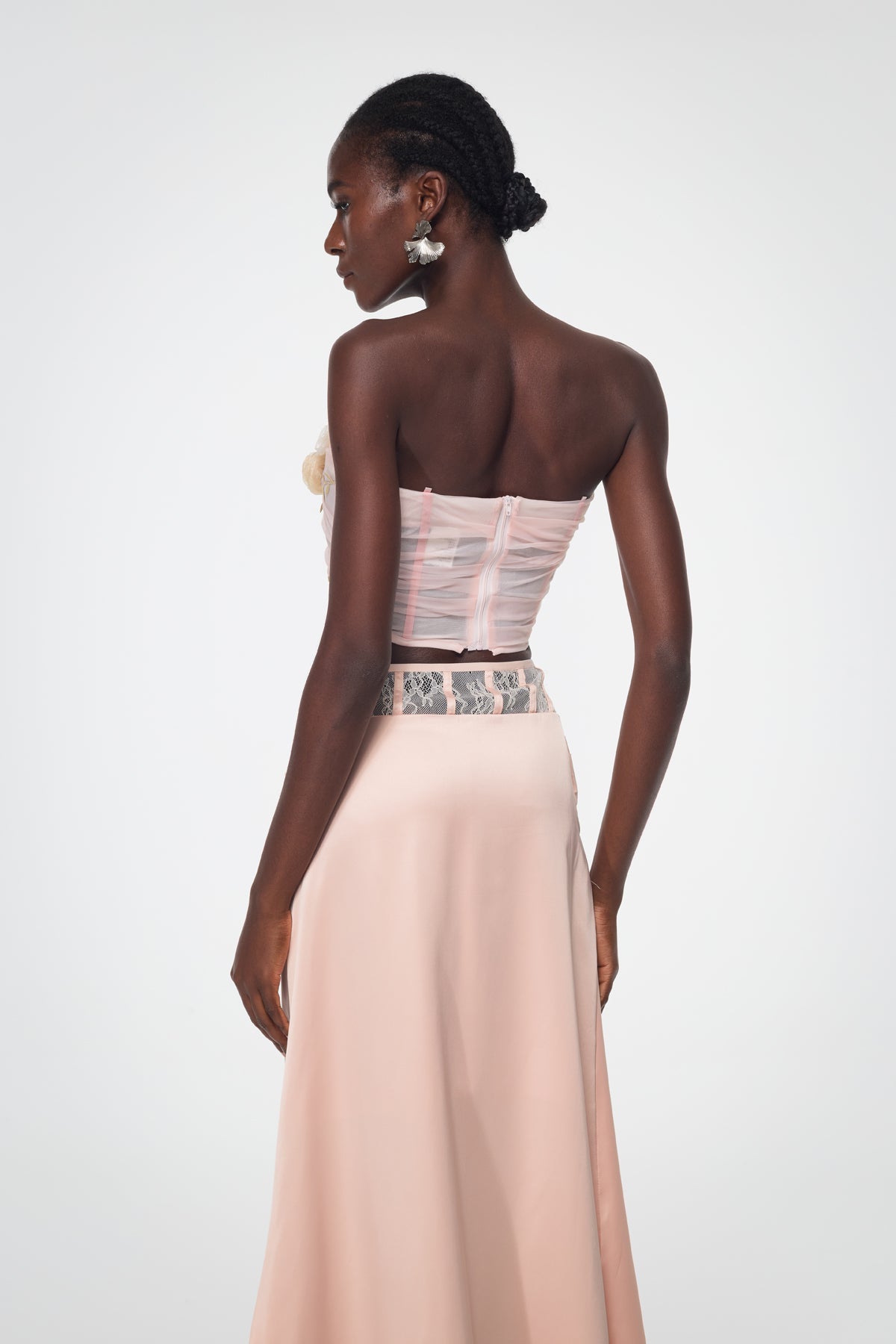 Bahador Corset Mesh Flower Top