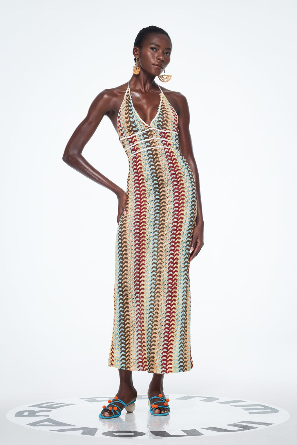 Bahrom Halter Neck Backless Maxi Dress