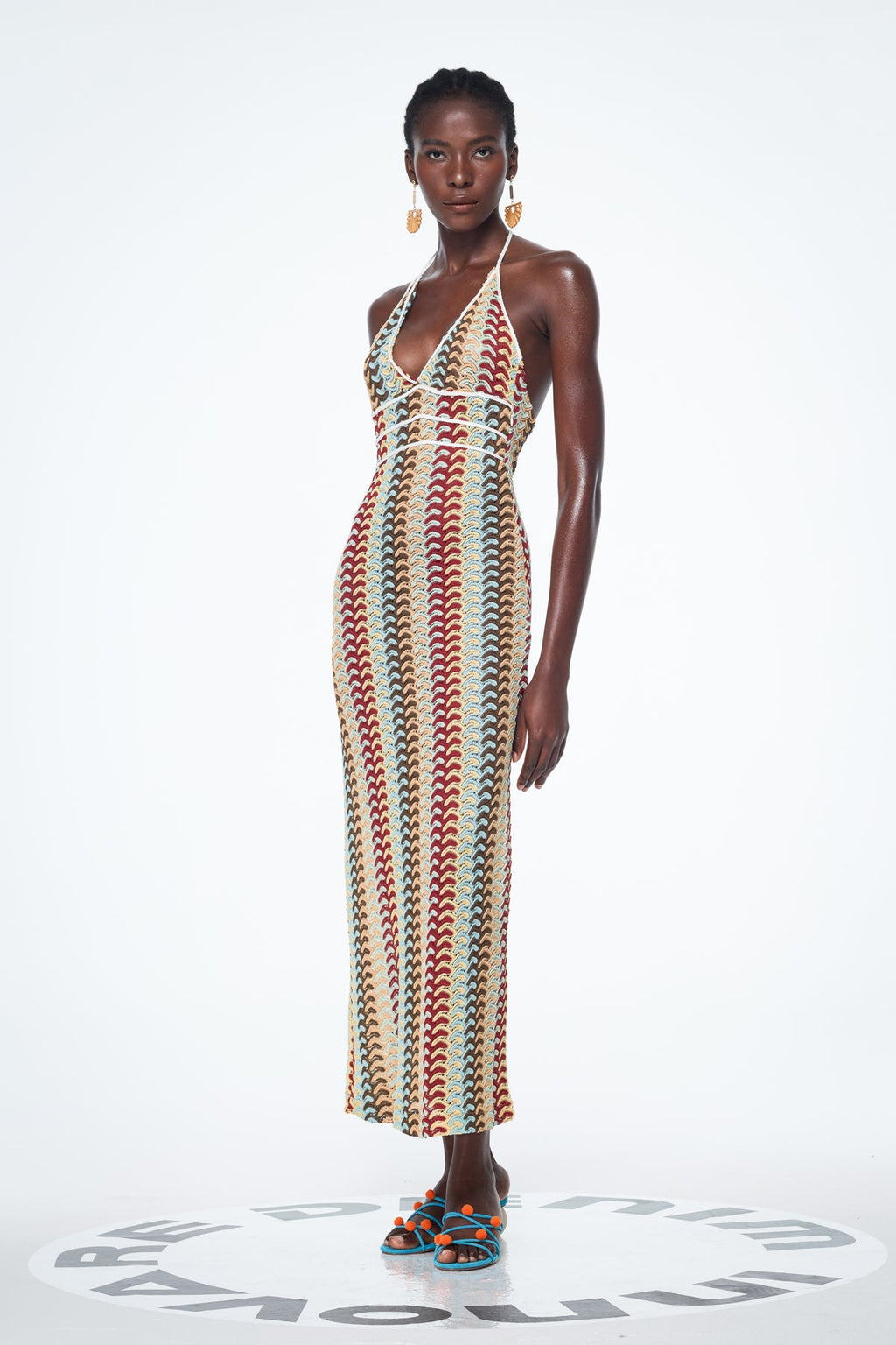 Bahrom Halter Neck Backless Maxi Dress