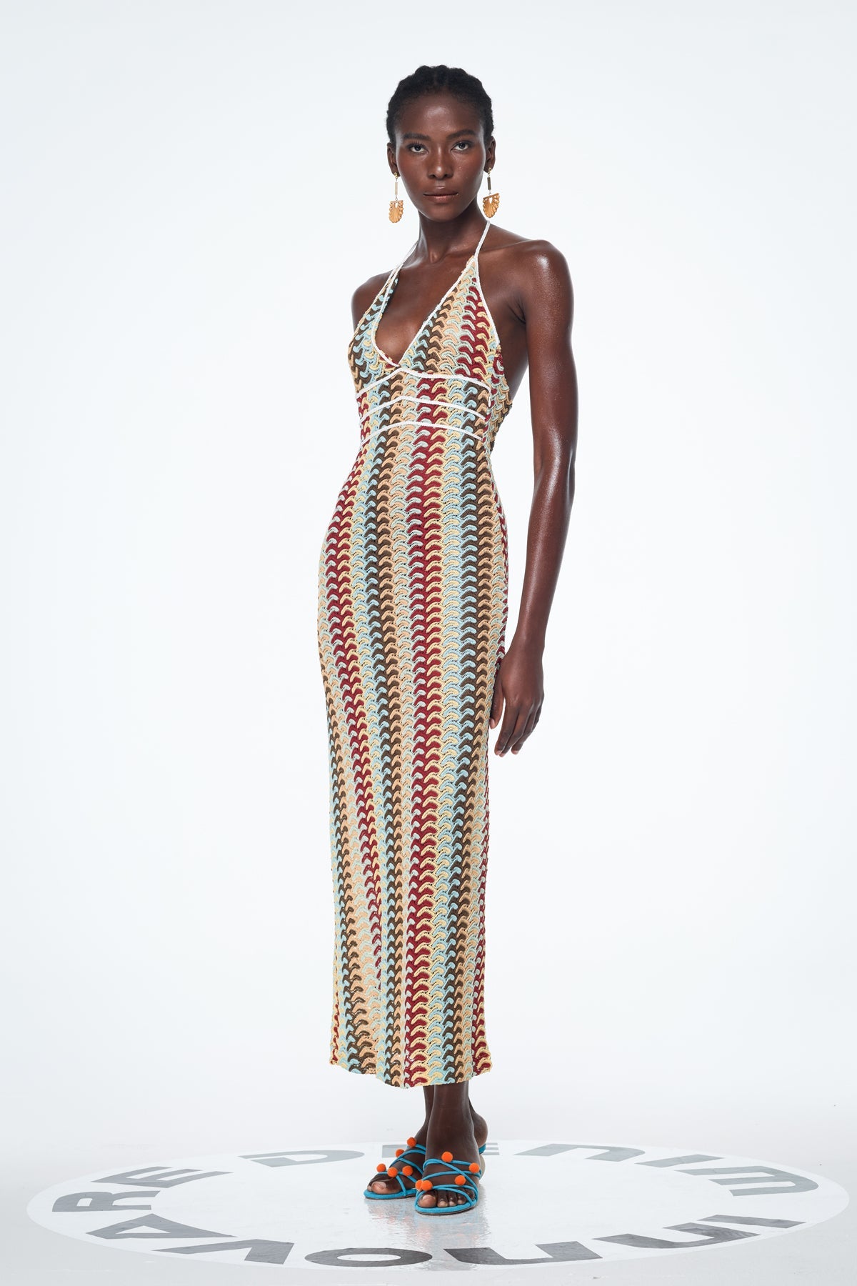 Bahrom Halter Neck Backless Maxi Dress