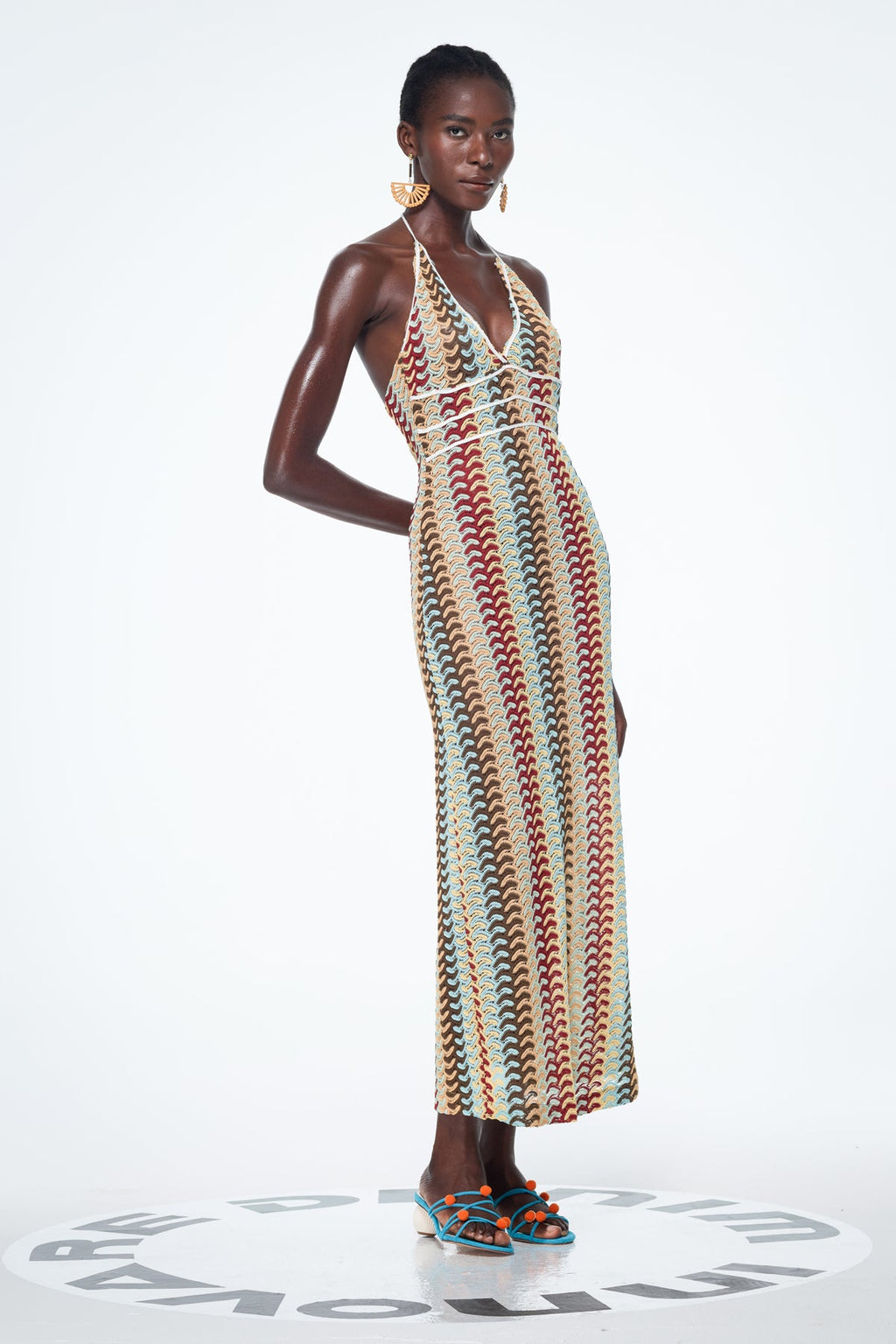 Bahrom Halter Neck Backless Maxi Dress