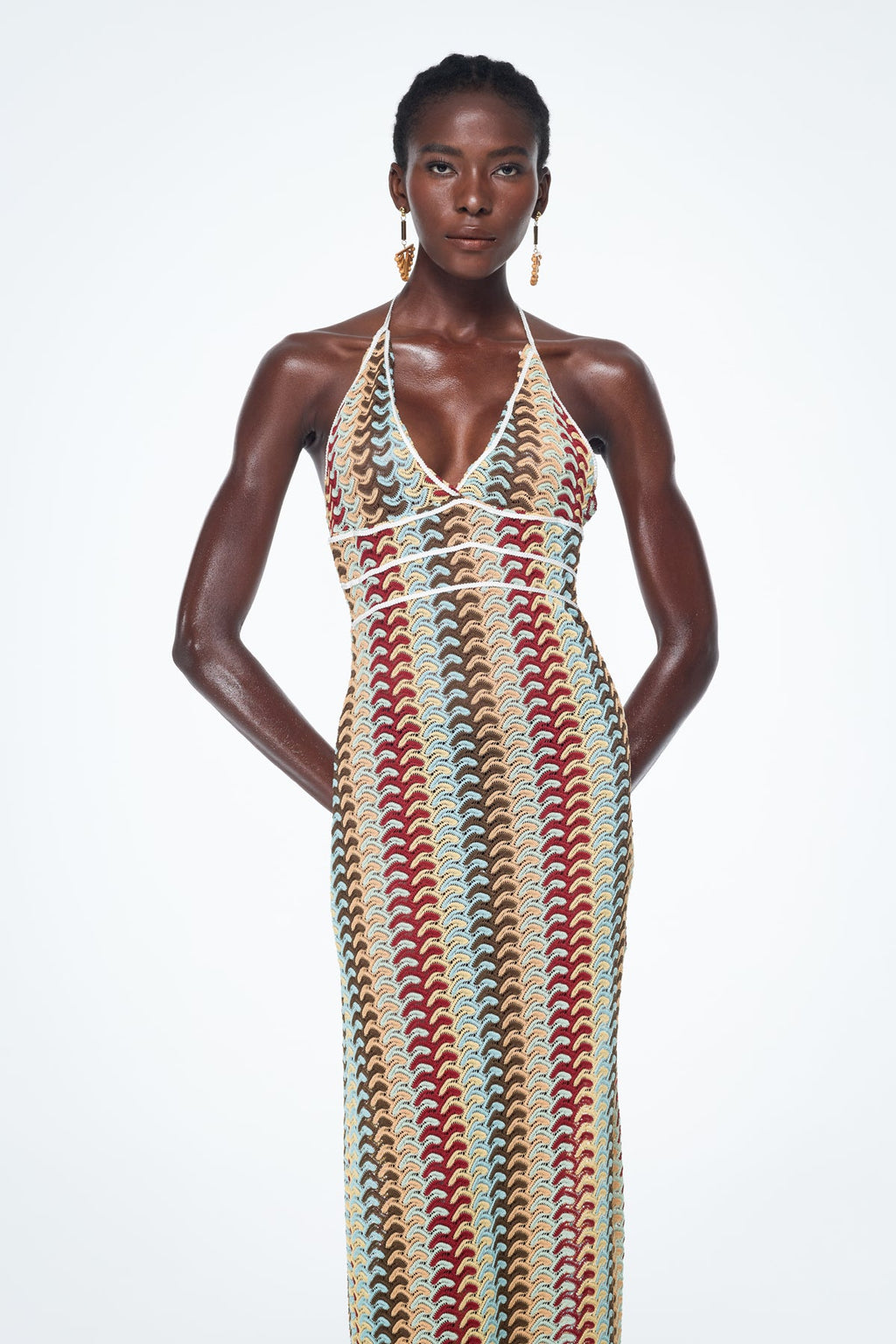 Bahrom Halter Neck Backless Maxi Dress