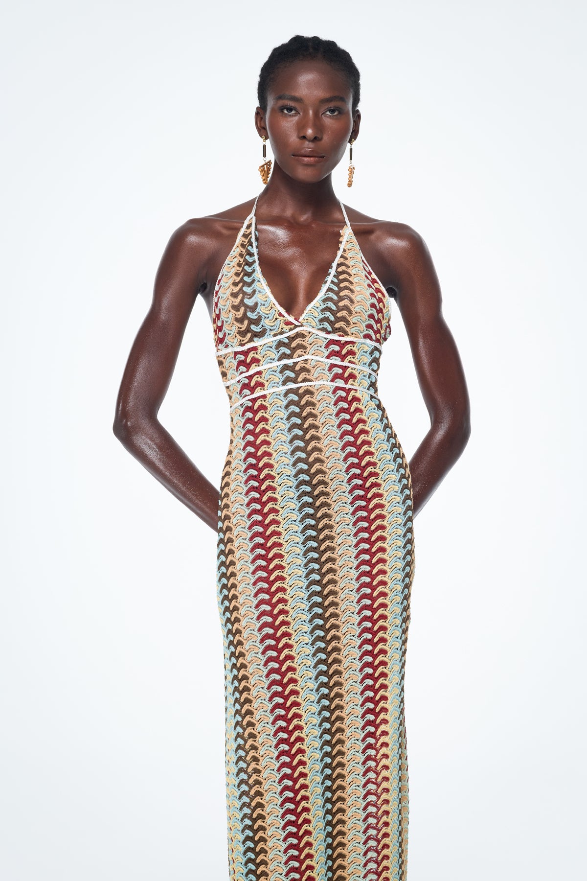 Bahrom Halter Neck Backless Maxi Dress