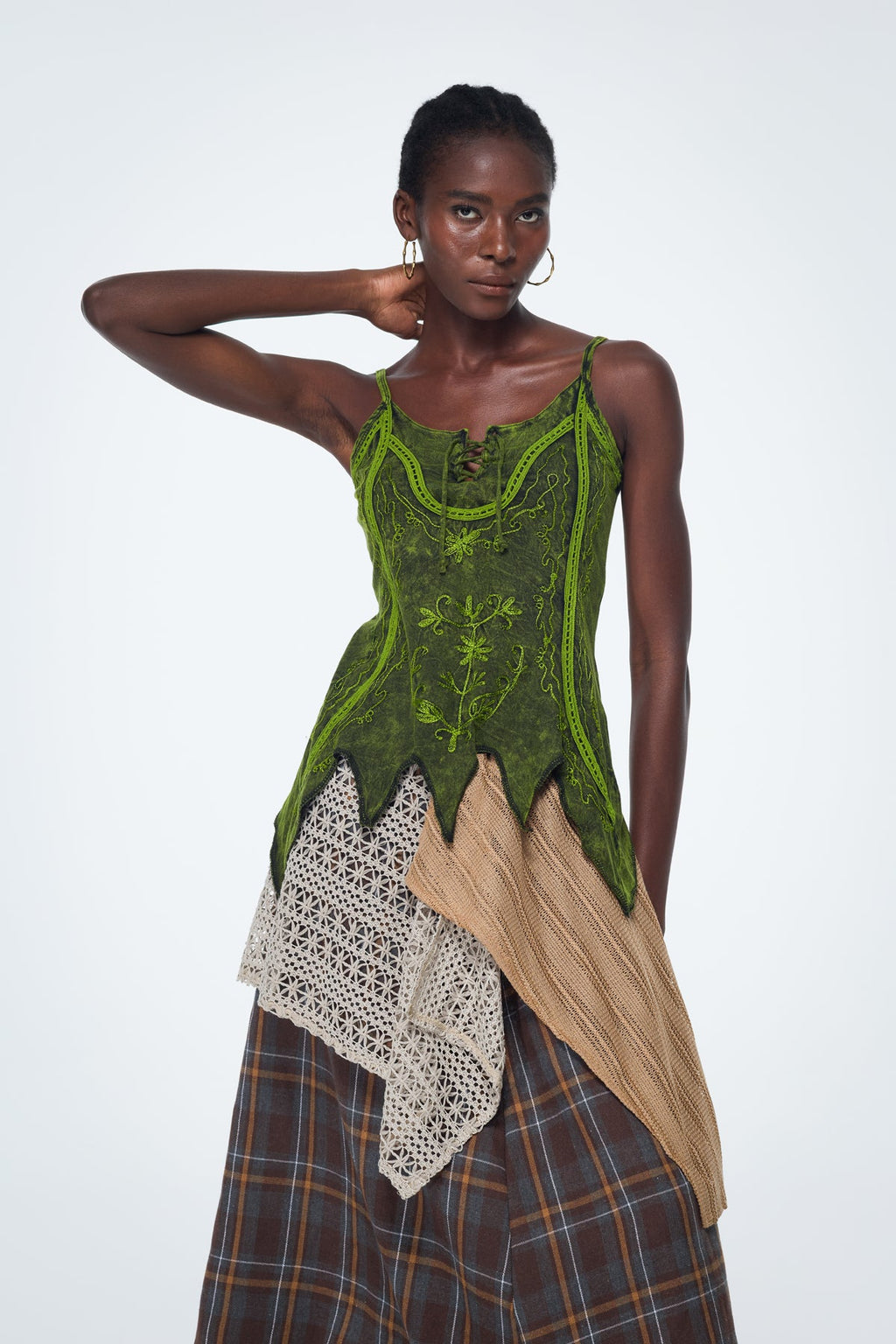 Baihu Tie Dye Embroidered Top