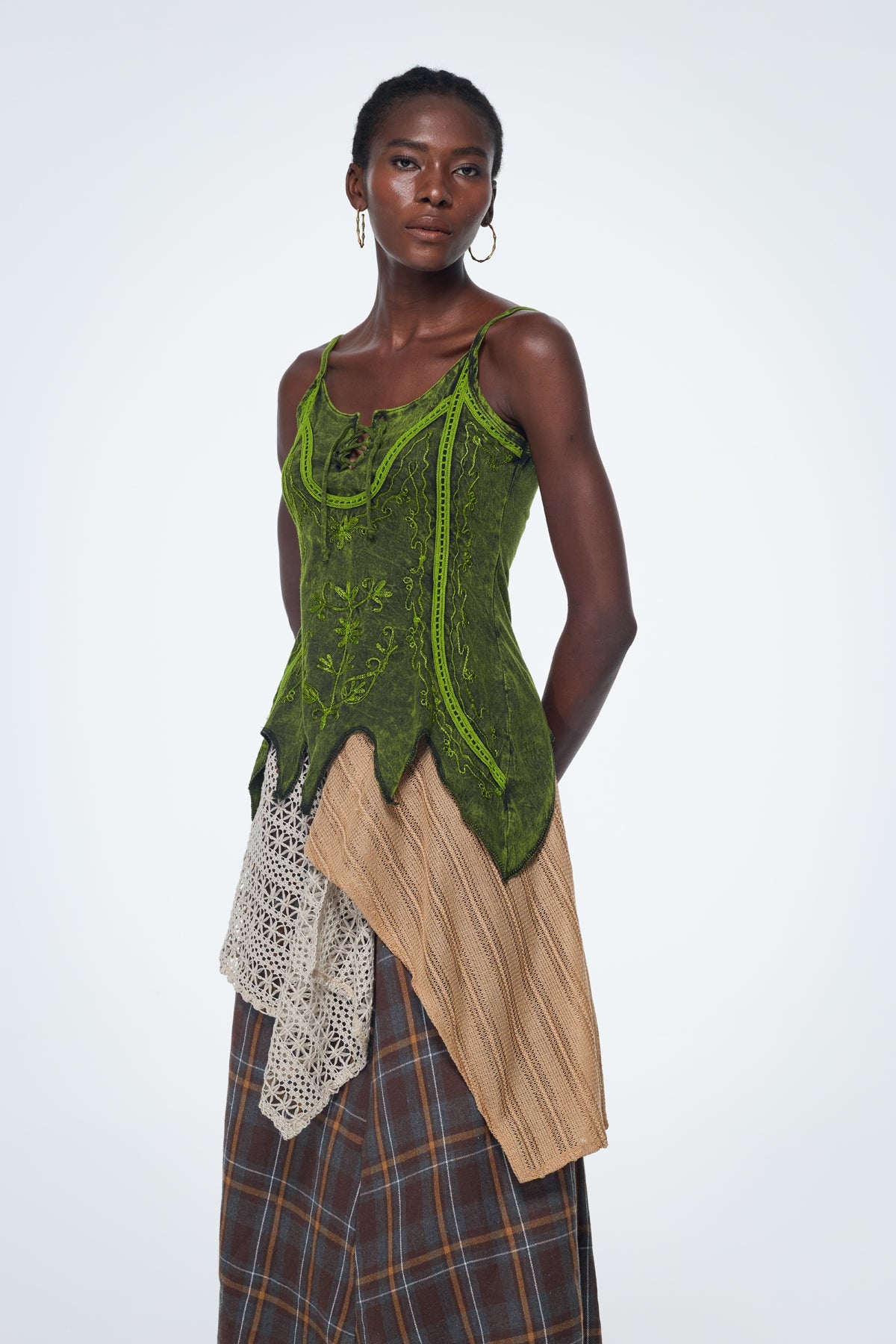 Baihu Tie Dye Embroidered Top