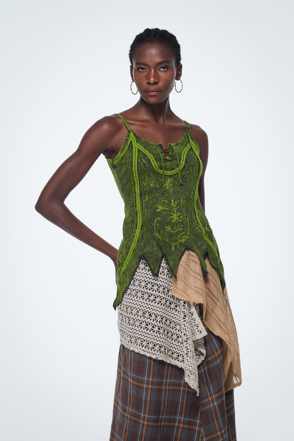 Baihu Tie Dye Embroidered Top