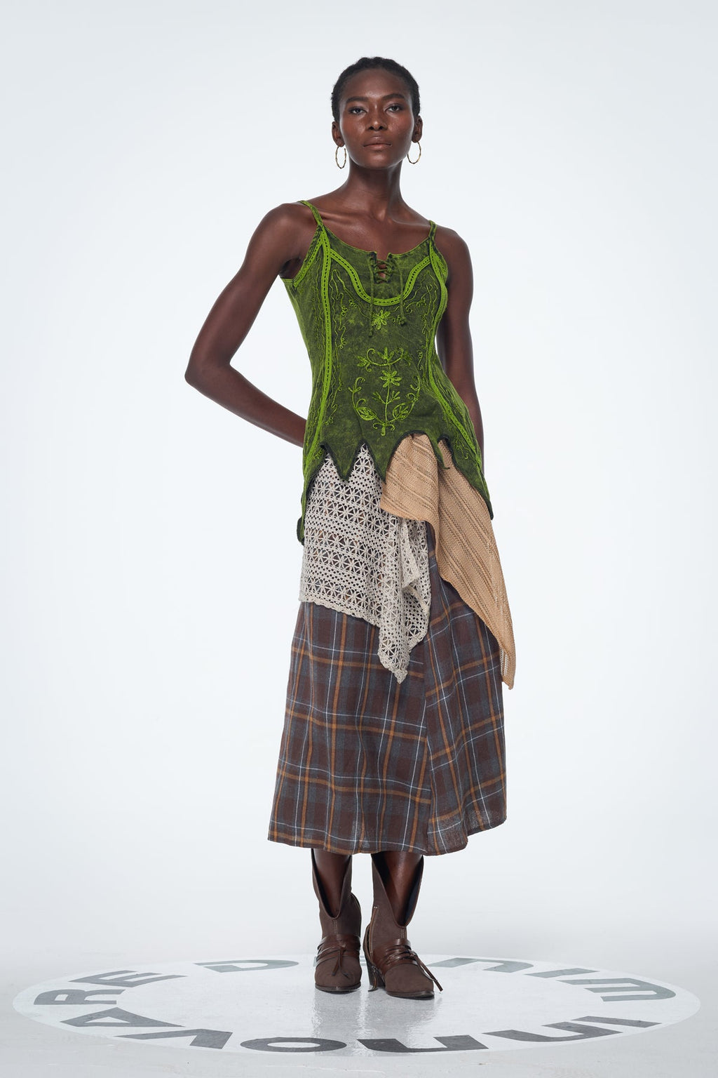 Baihu Tie Dye Embroidered Top