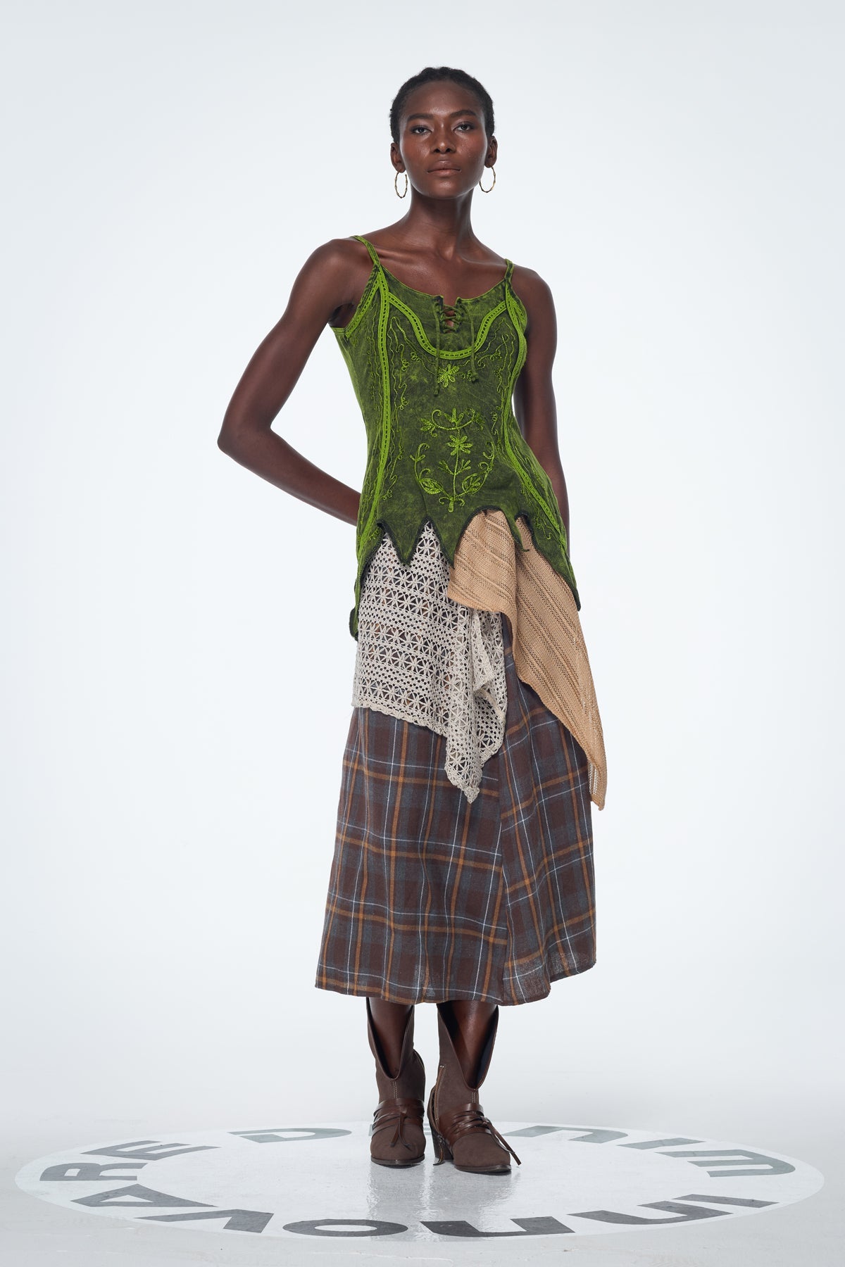 Baihu Tie Dye Embroidered Top