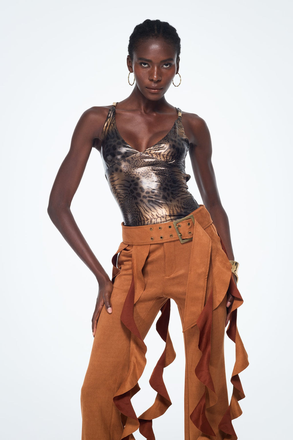 Bakari Leopard Backless Bodycon Top