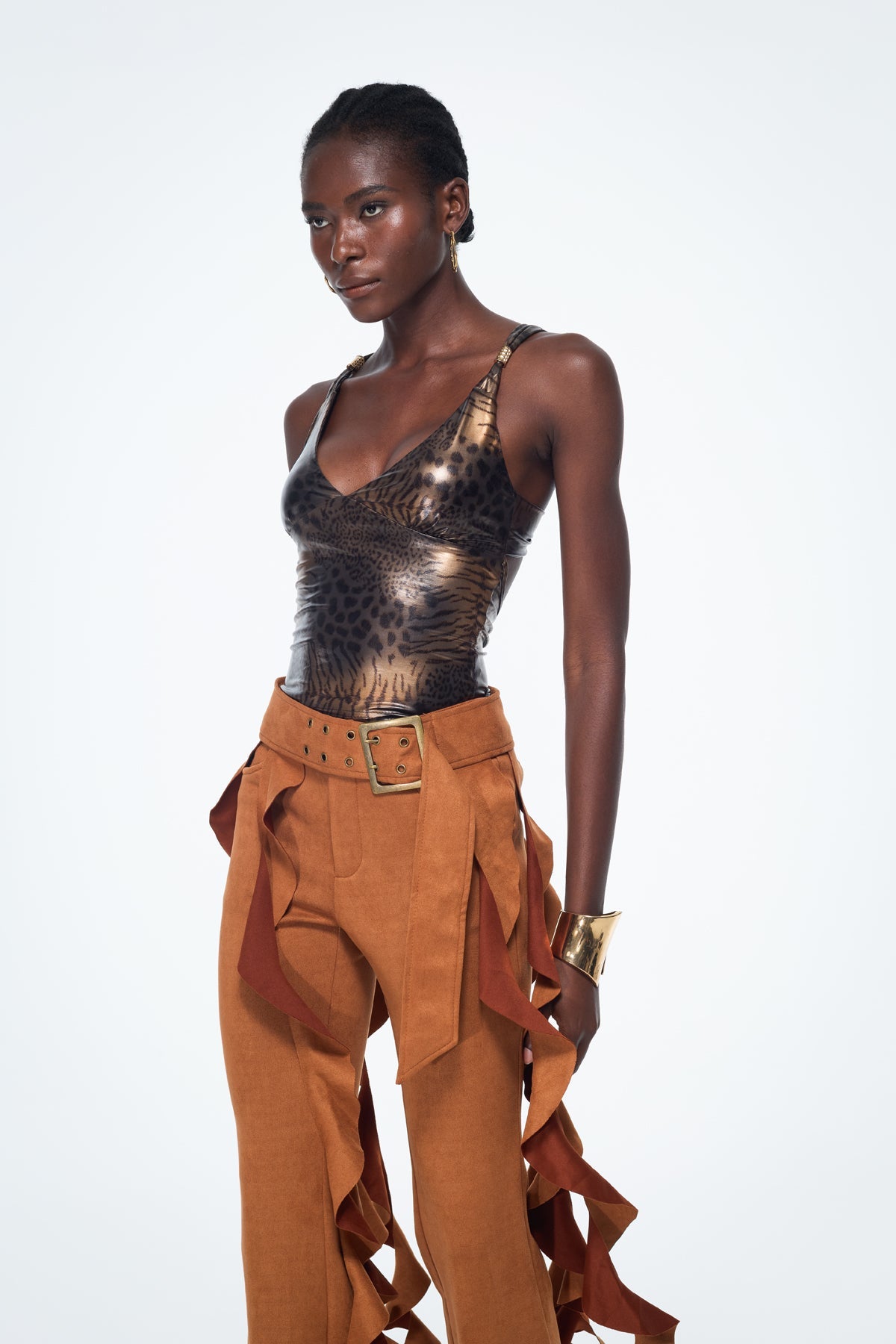 Bakari Leopard Backless Bodycon Top