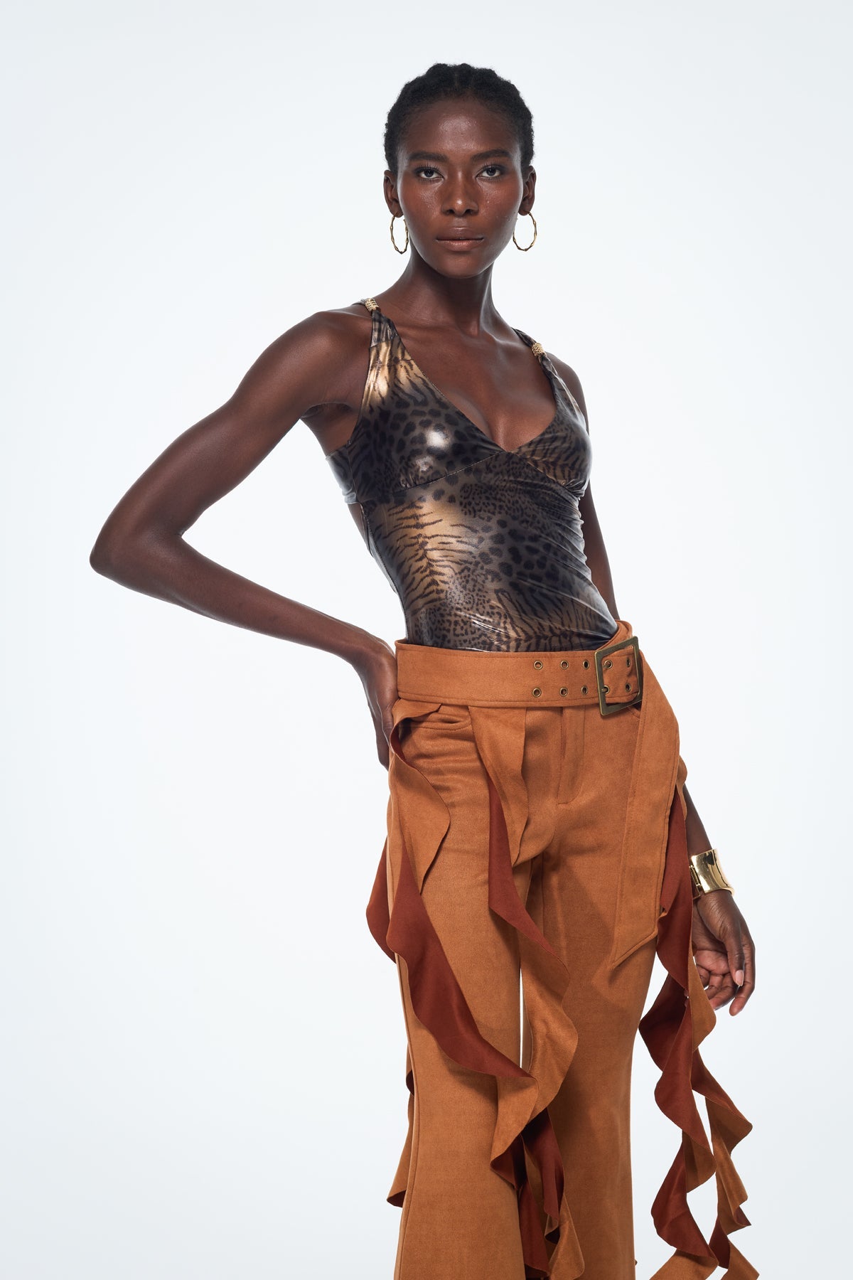 Bakari Leopard Backless Bodycon Top