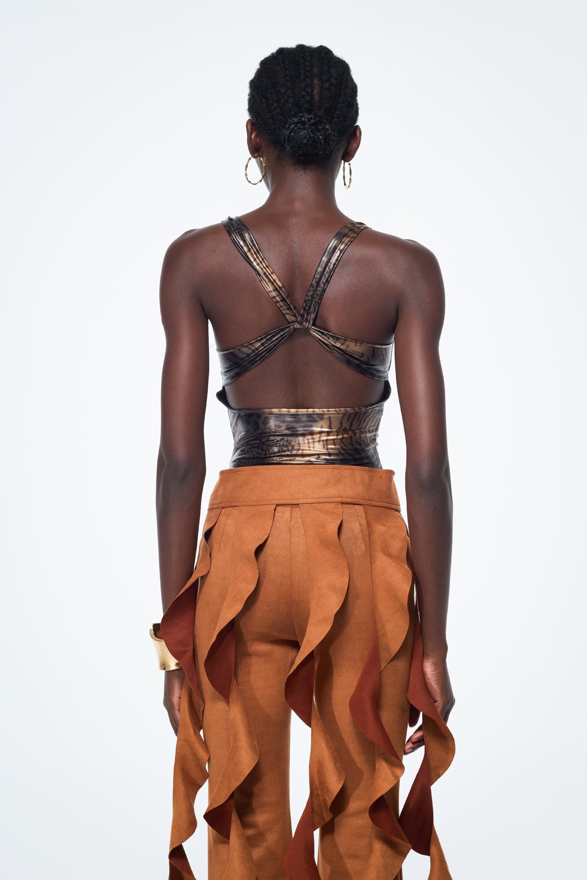 Bakari Leopard Backless Bodycon Top