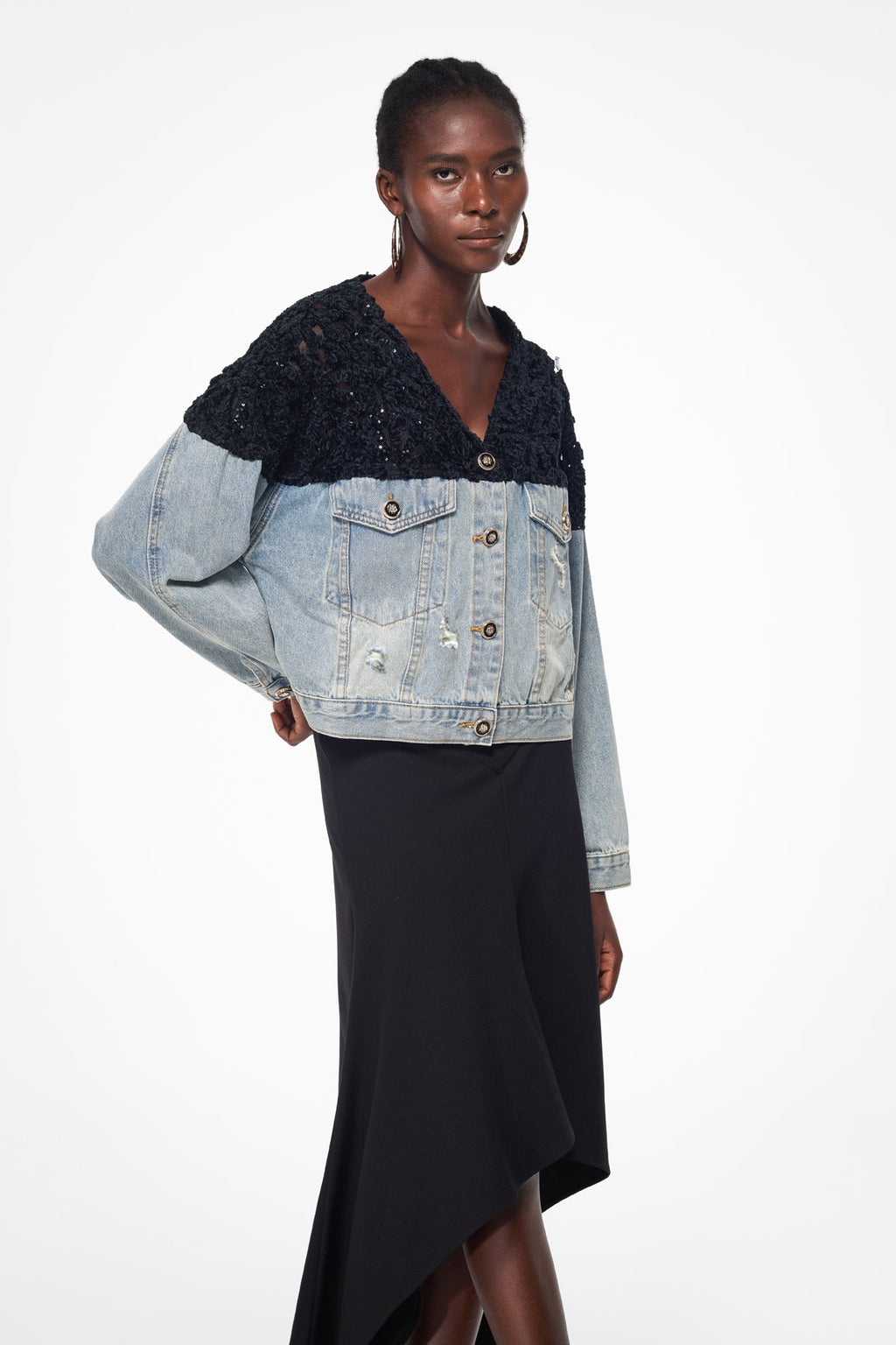 Bakhtiyar Embroidered Sequin Denim Jacket