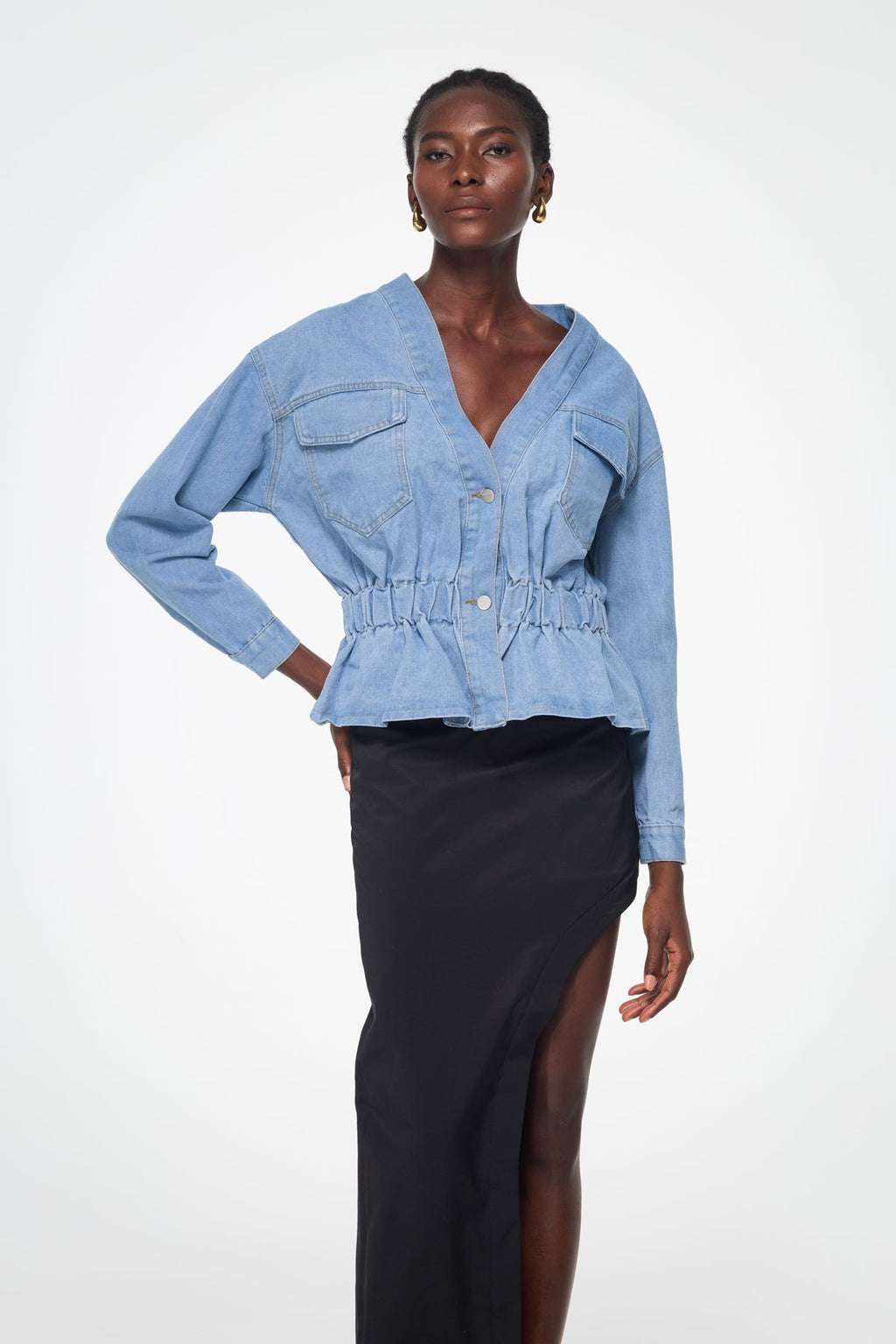 Bakr Ruch Off Shoulder Denim Top