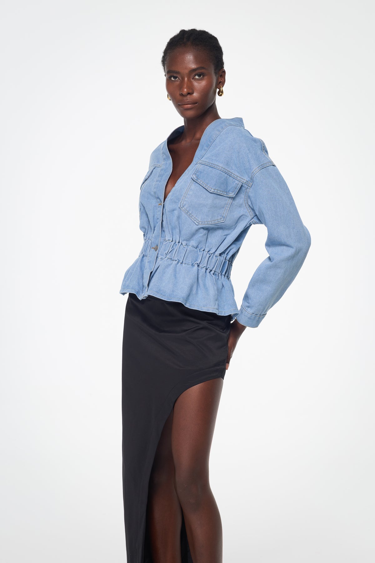 Bakr Ruch Off Shoulder Denim Top