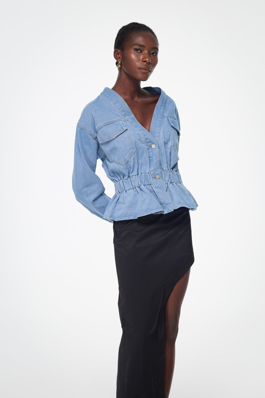 Bakr Ruch Off Shoulder Denim Top