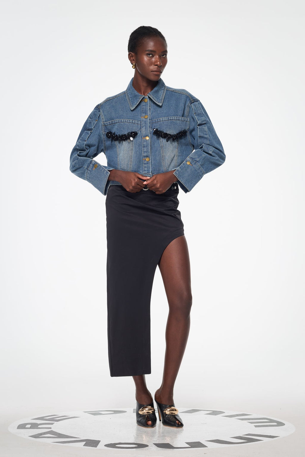 Baktygul Deconstruct Embellished Denim Jacket