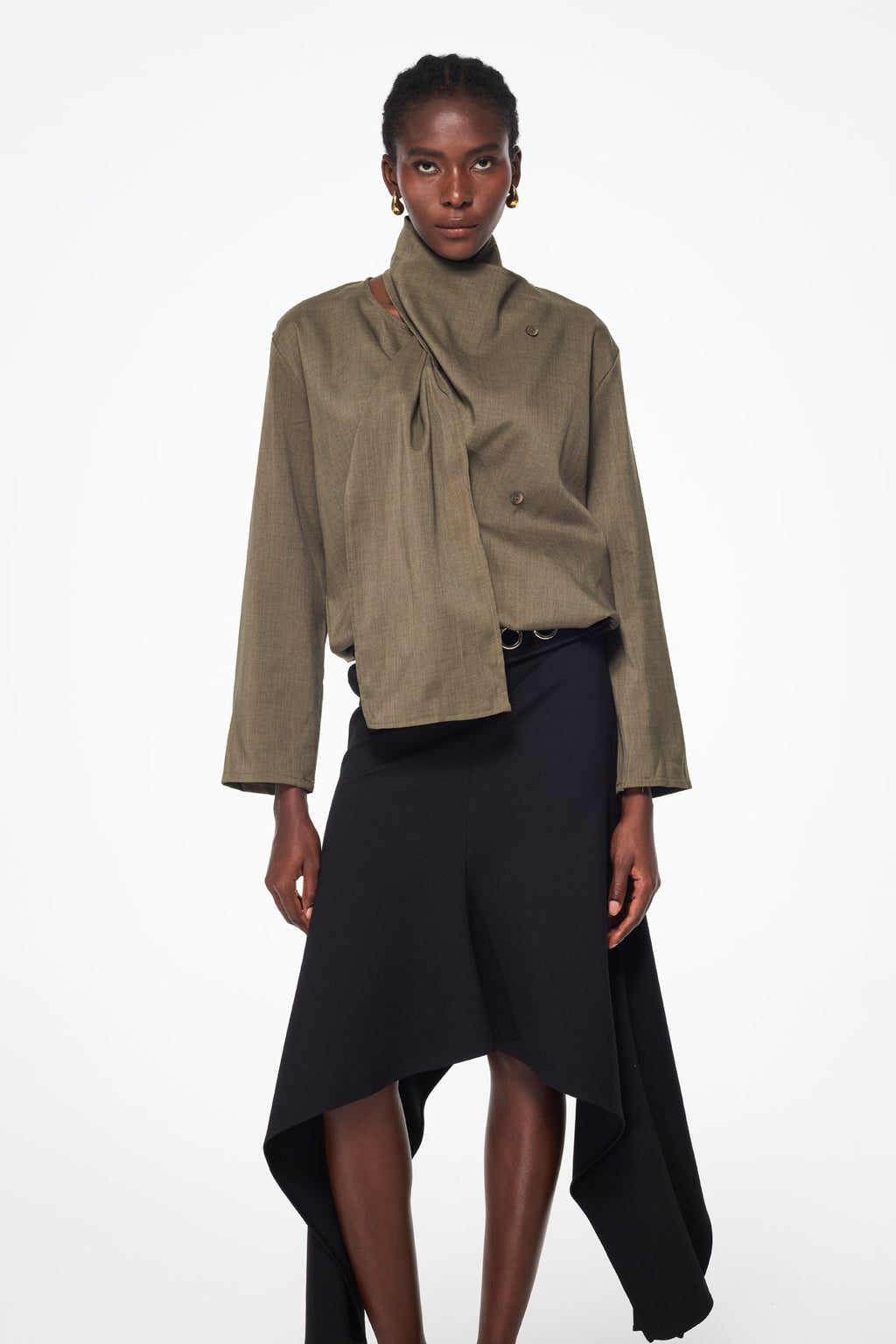 Balam Shawl Button Shirt In Green