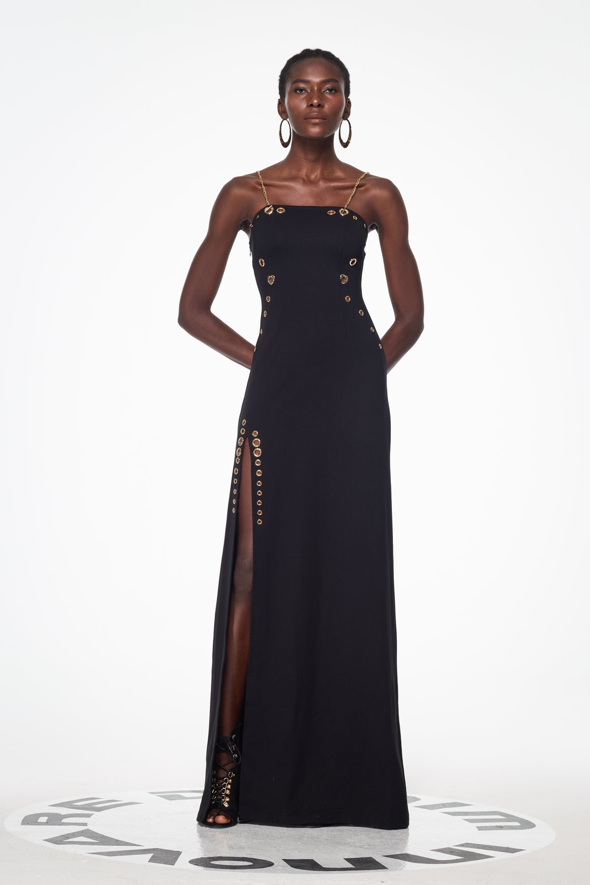 Balbus Chain Split Embellished Maxi Dress
