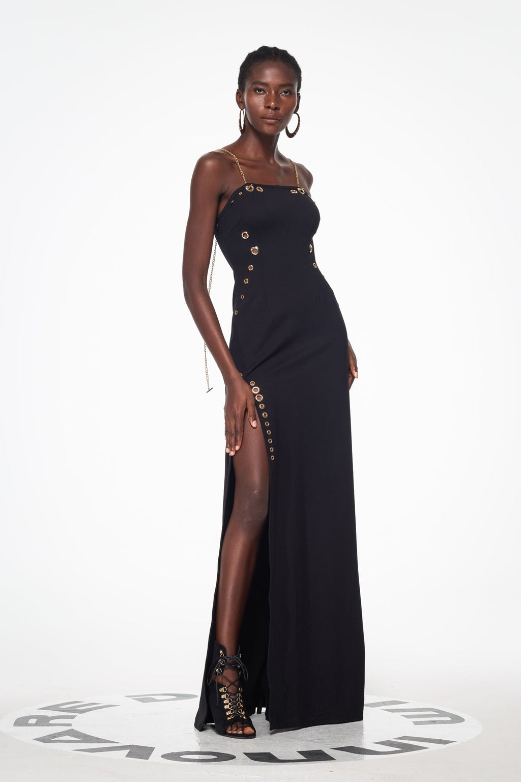 Balbus Chain Split Embellished Maxi Dress