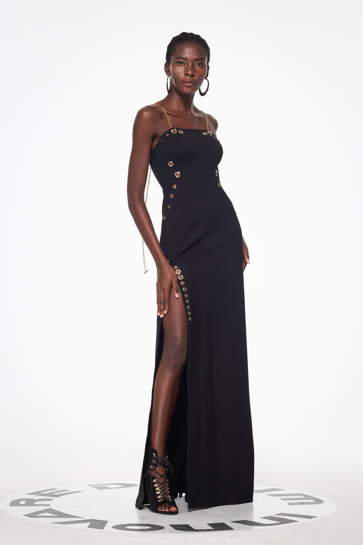 Balbus Chain Split Embellished Maxi Dress