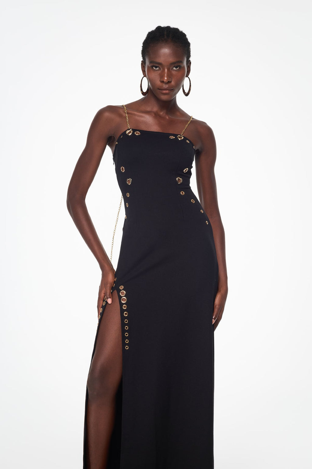 Balbus Chain Split Embellished Maxi Dress