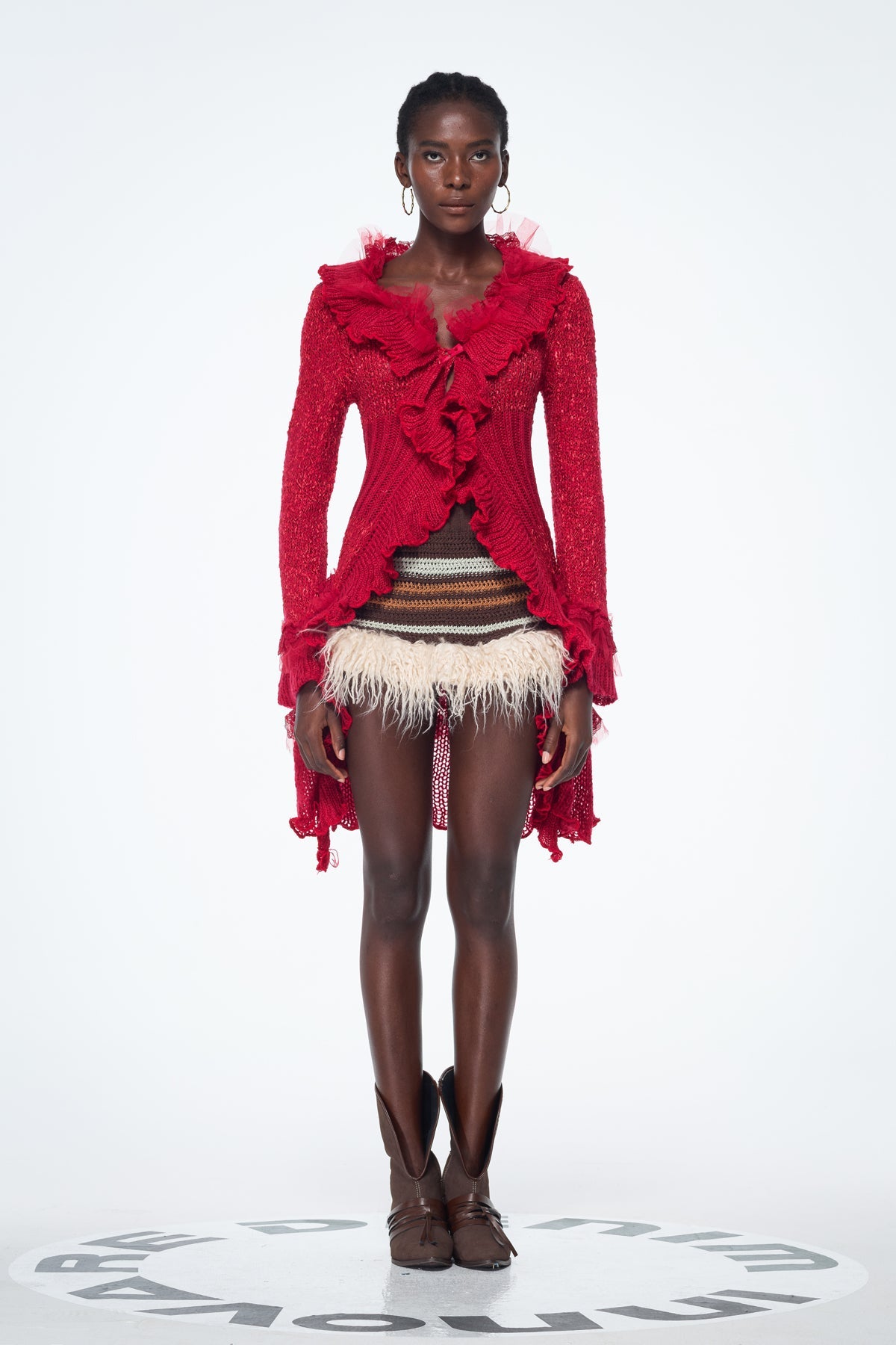 Baldassare Faux Fur Knit Mini Skirt