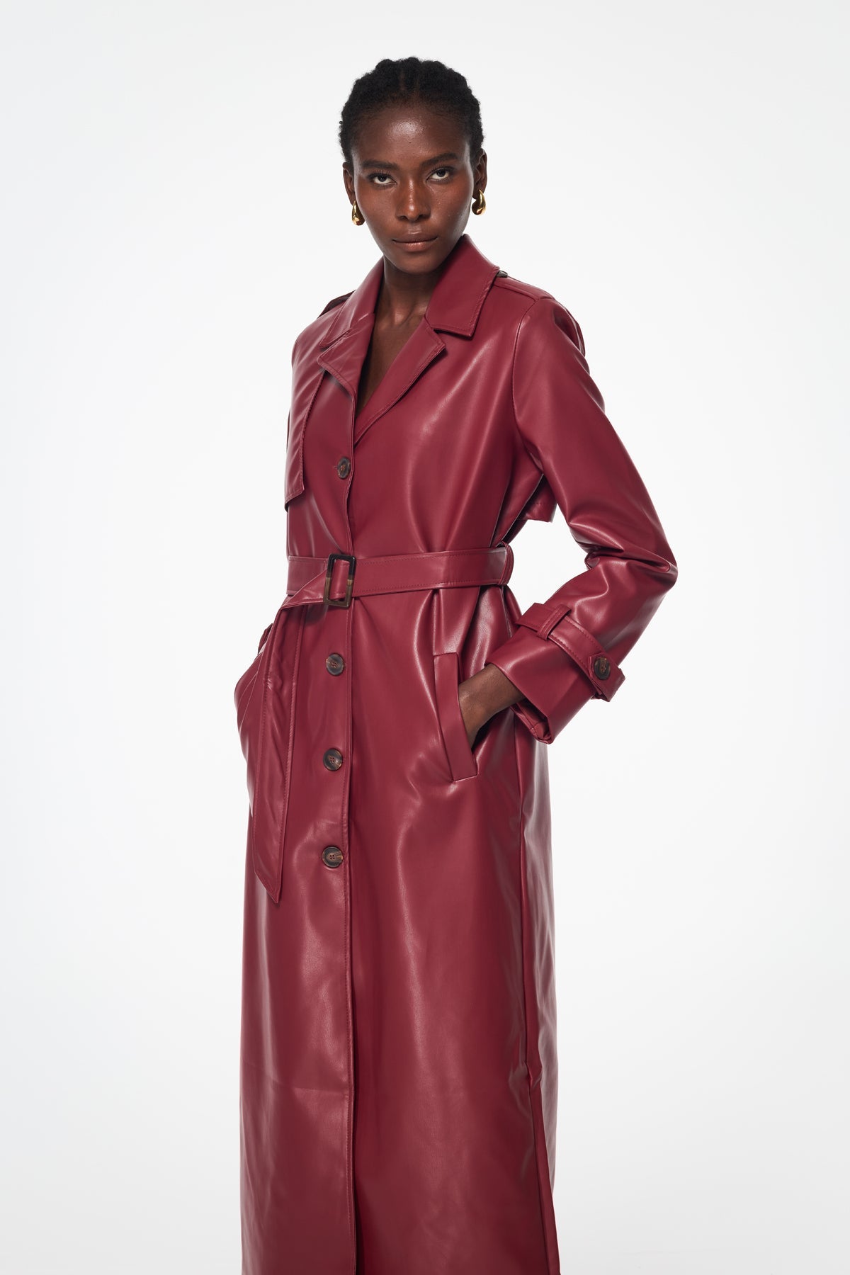 Baldechild Buckle Leather Coat