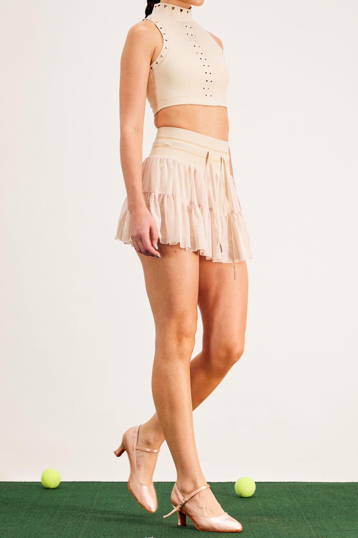 Baldovino Bodycon Ruch Skirt In Apricot