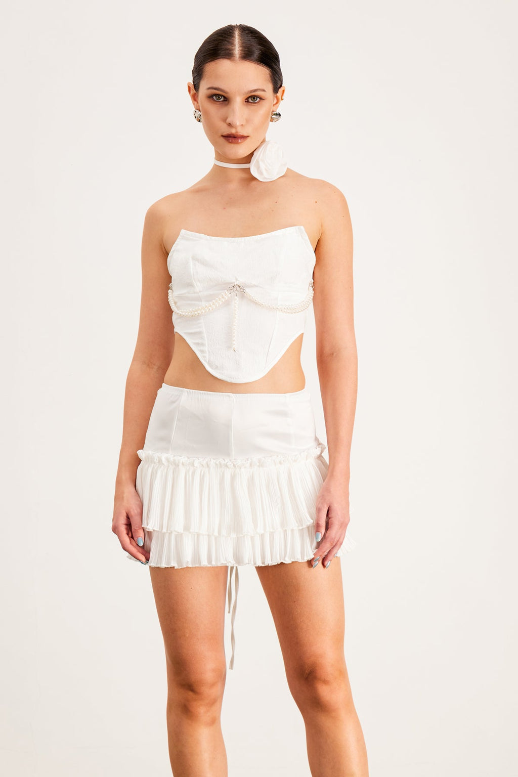 Balduino Pearl Flower Corset Skirt Set