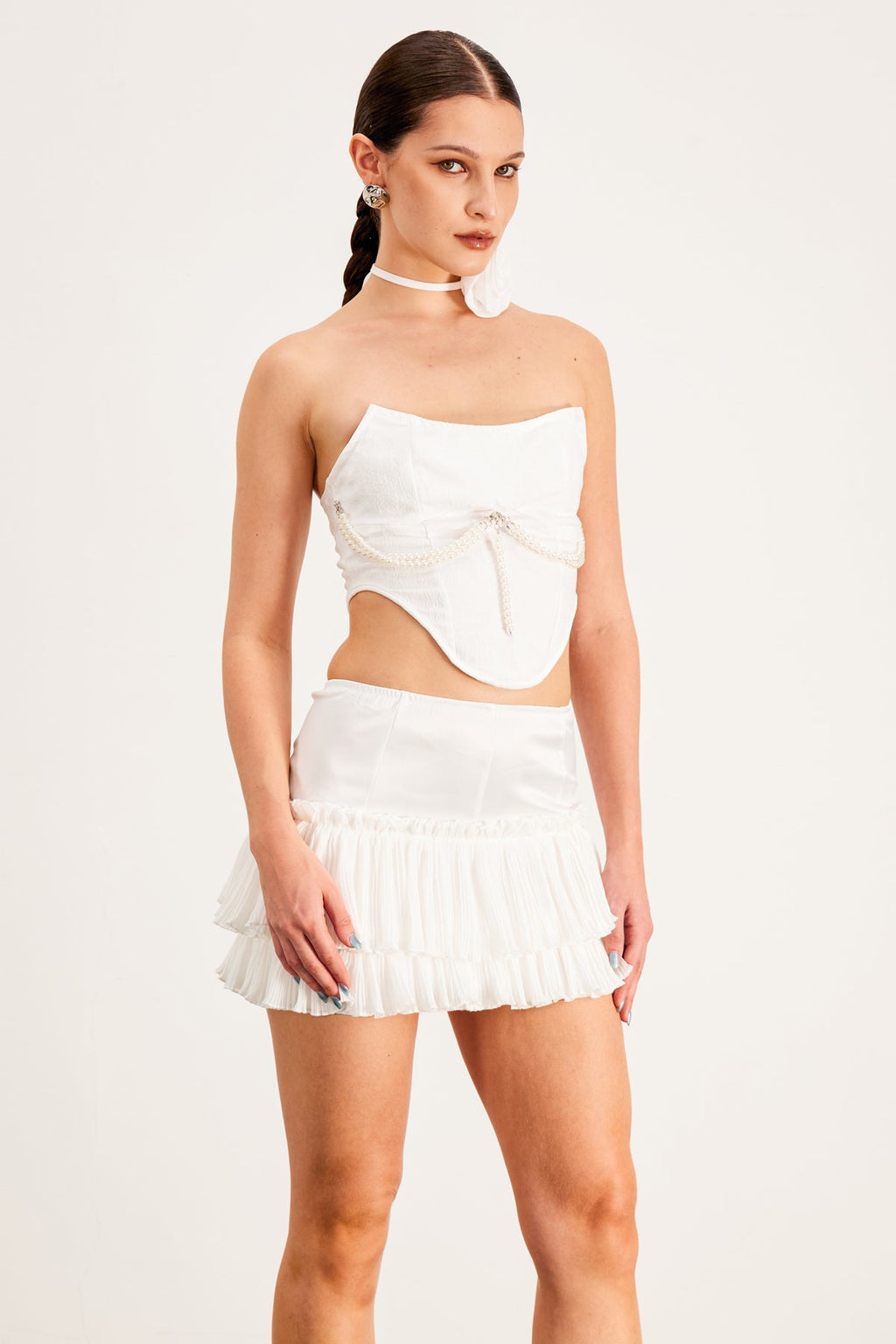 Balduino Pearl Flower Corset Skirt Set