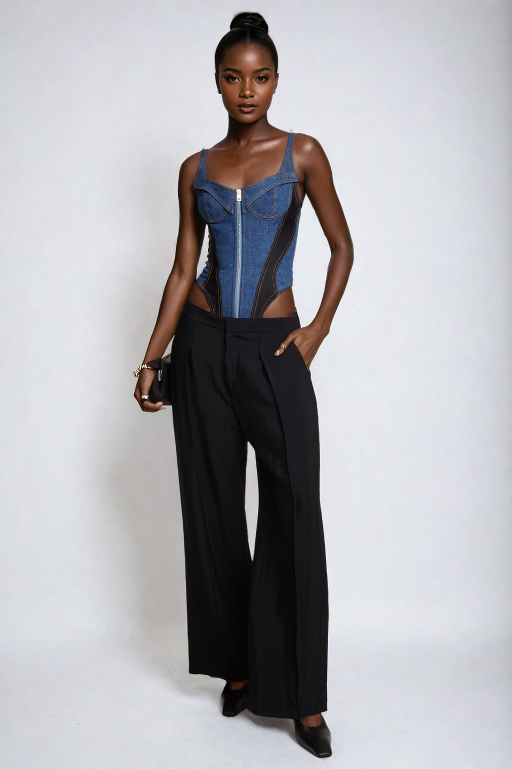 Balius Deconstruct Spaghetti Bodycon Bodysuit In Blue