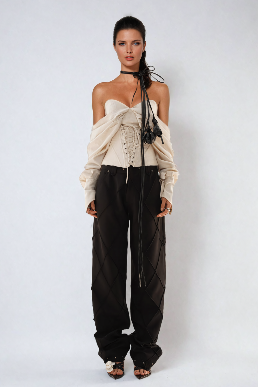 Ballad Off Shoulder Lace Up Corset Top