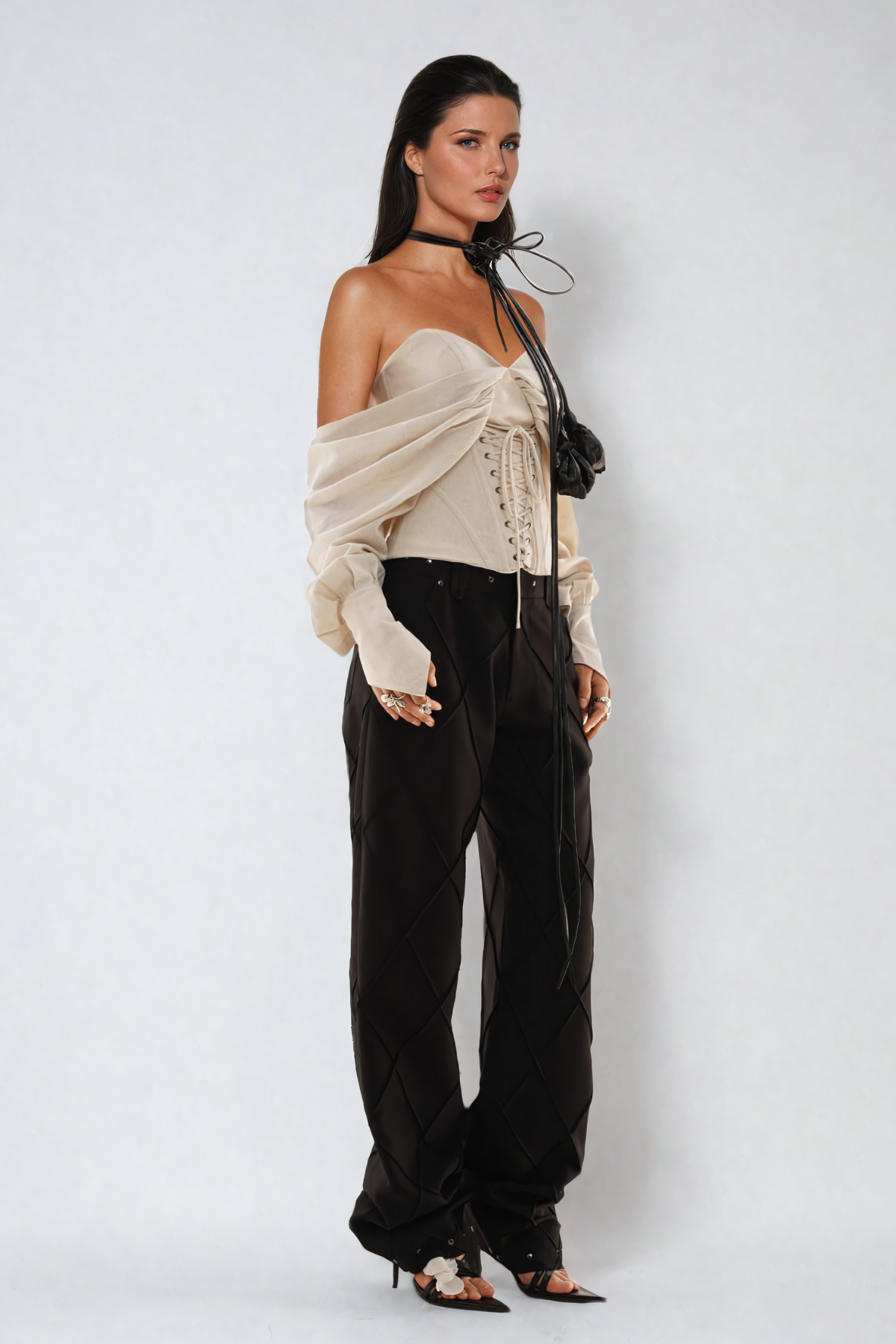 Ballad Off Shoulder Lace Up Corset Top