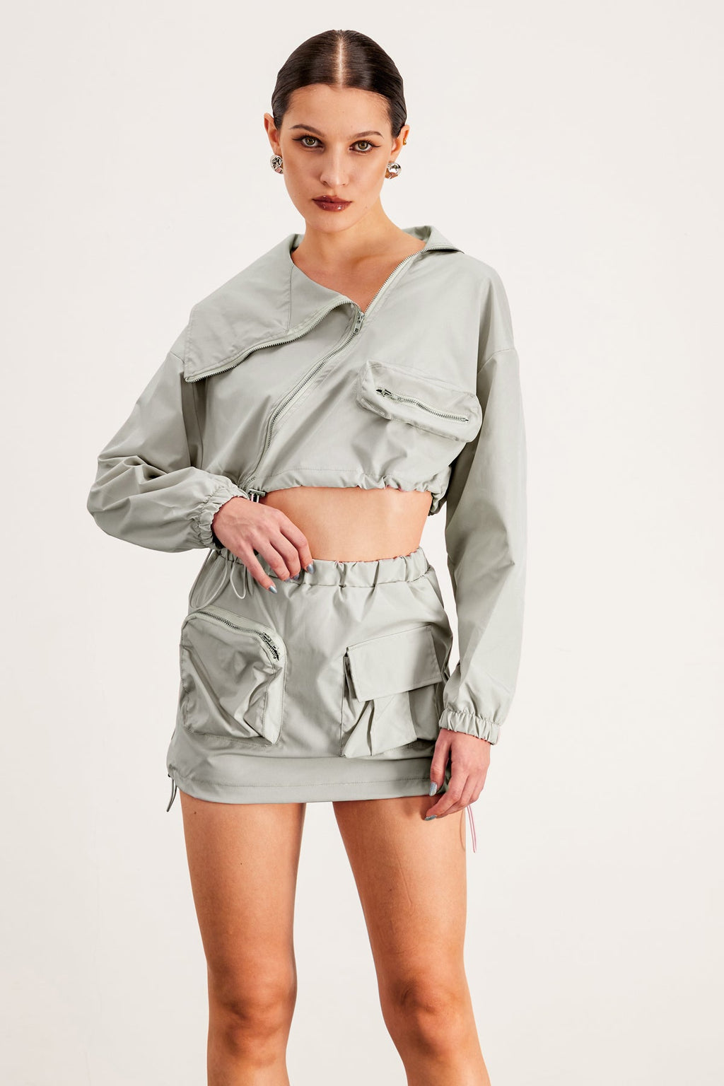 Baltasar Deconstruct Asymmetric Pocket Skirt Set In Khaki