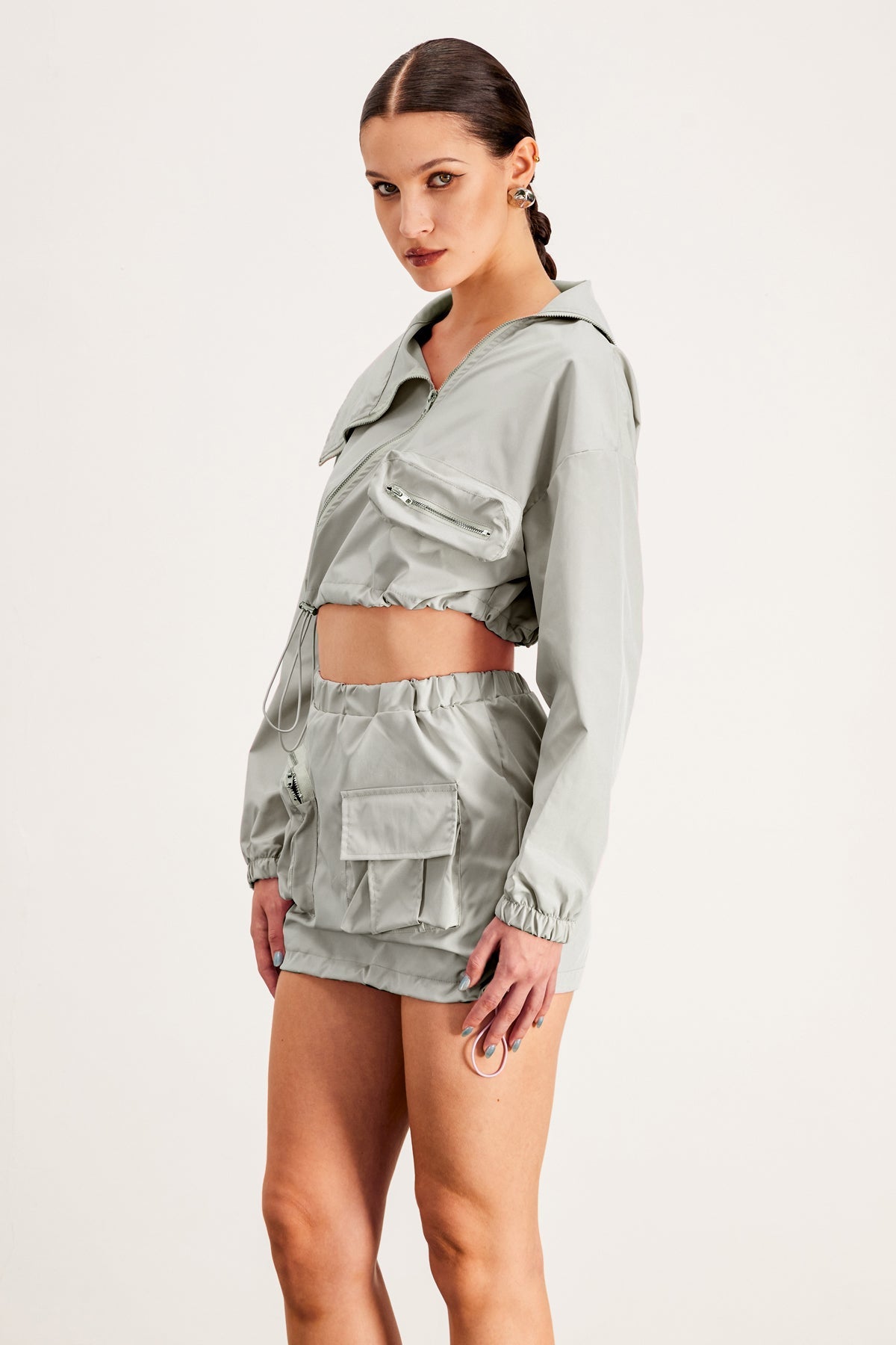 Baltasar Deconstruct Asymmetric Pocket Skirt Set In Khaki