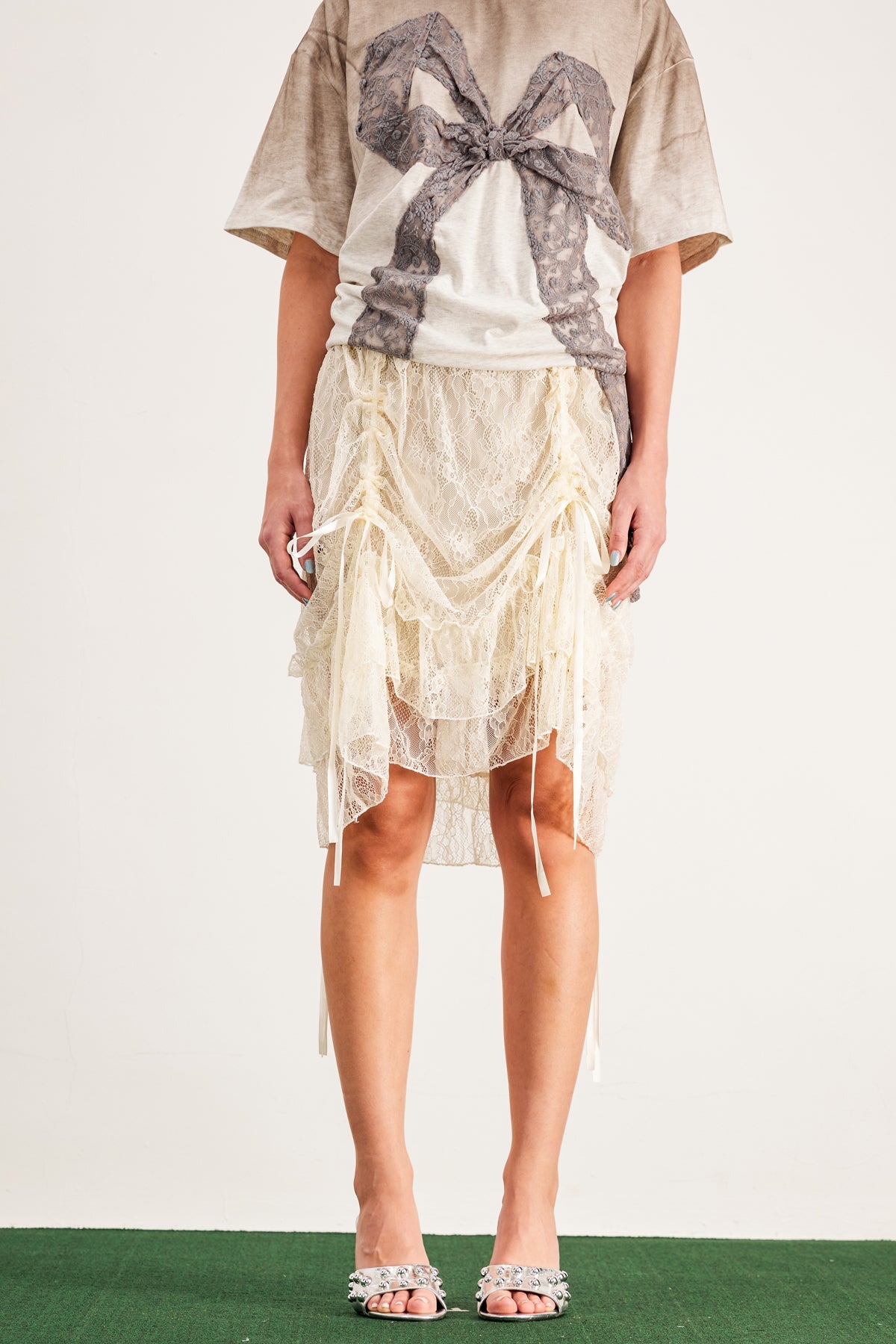 Bambi Lace Drawstring Midi Skirt