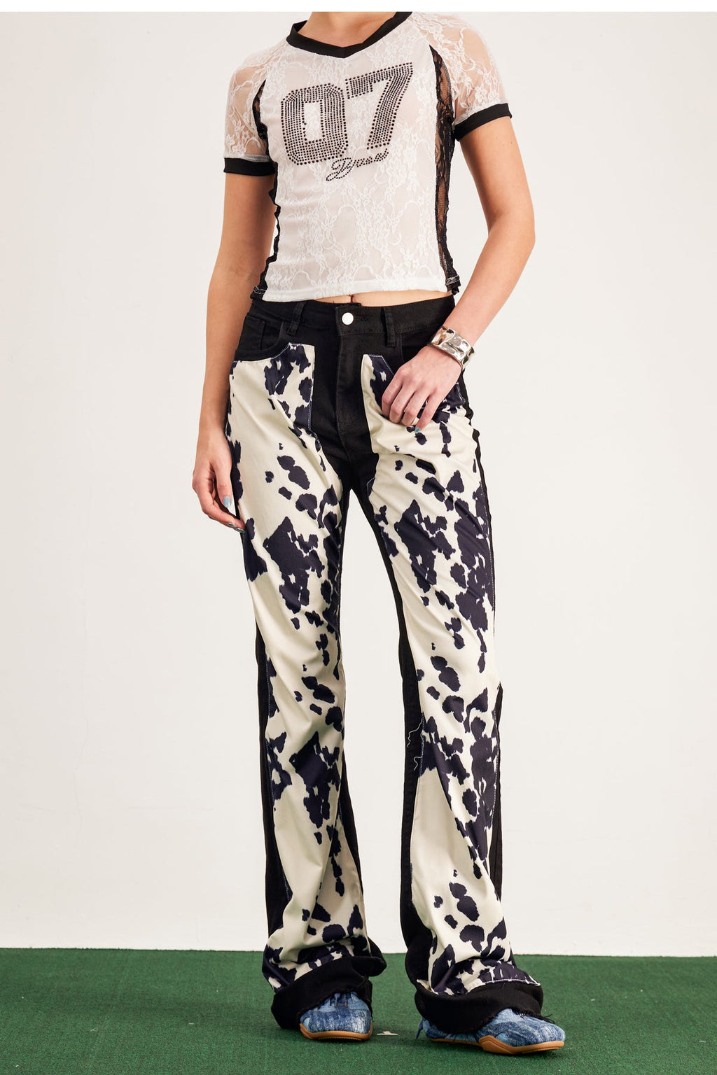 Bandi Print Bootcut Jeans In Black