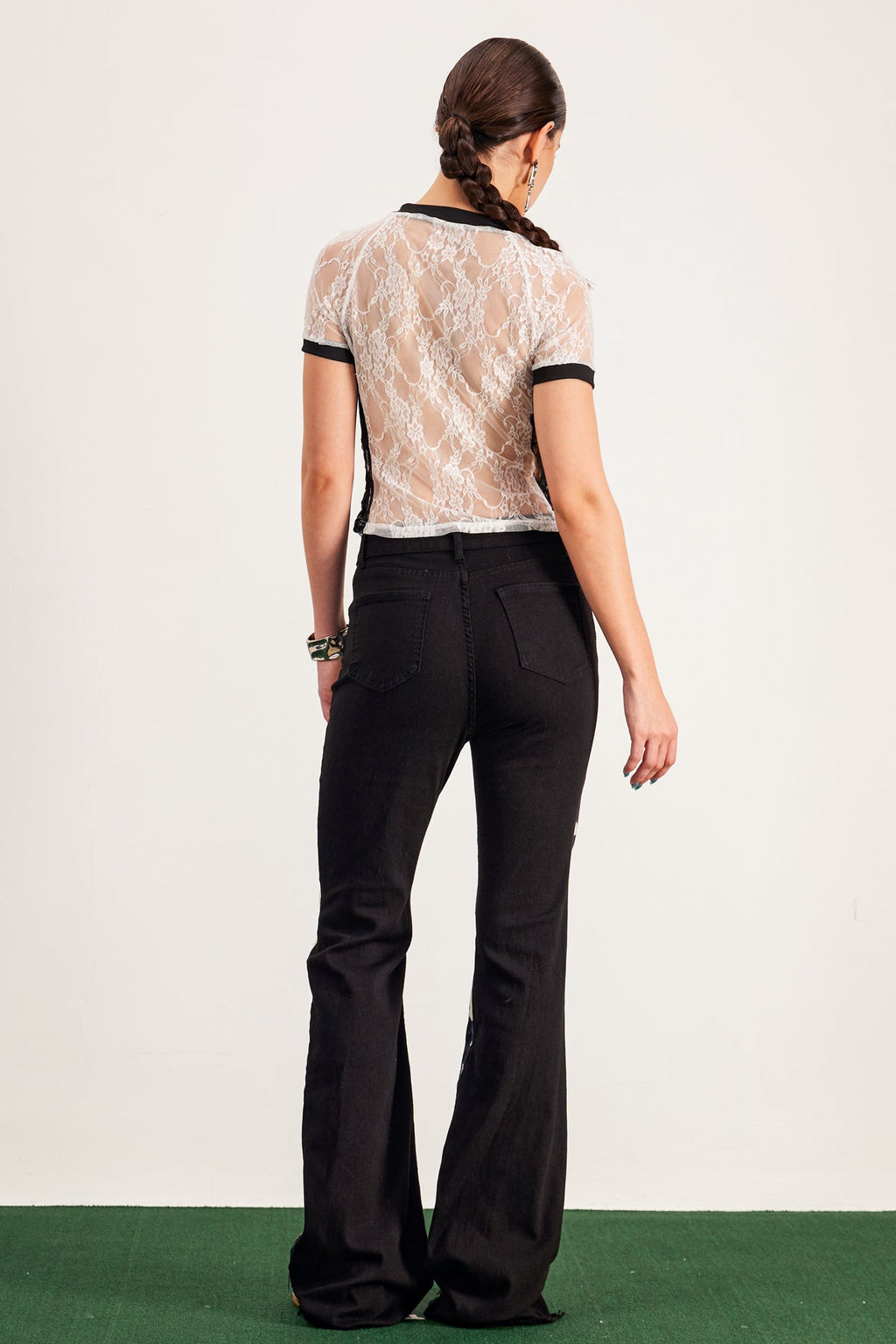 Bandi Print Bootcut Jeans In Black