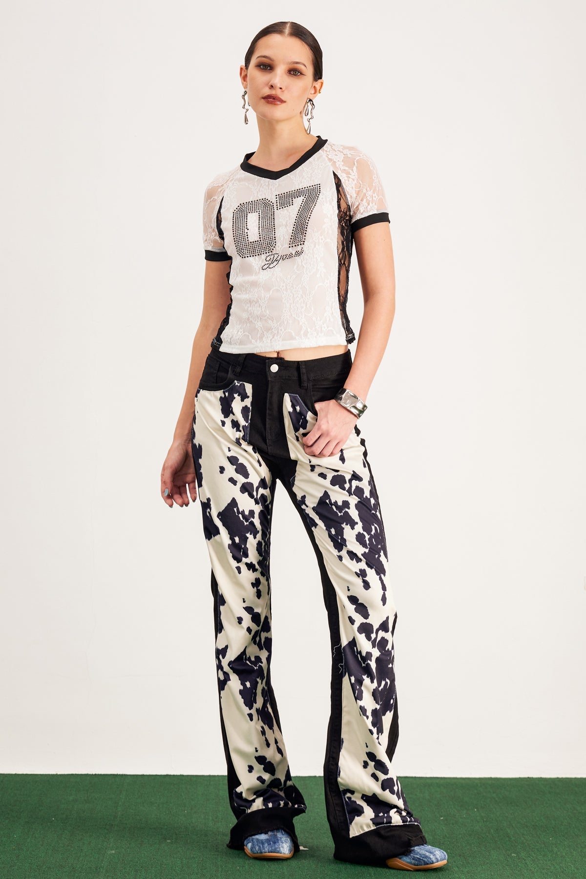 Bandi Print Bootcut Jeans In Black