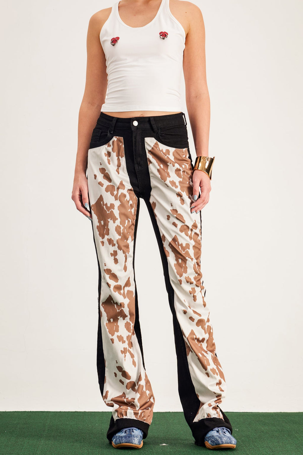 Bandi Print Bootcut Jeans In Brown