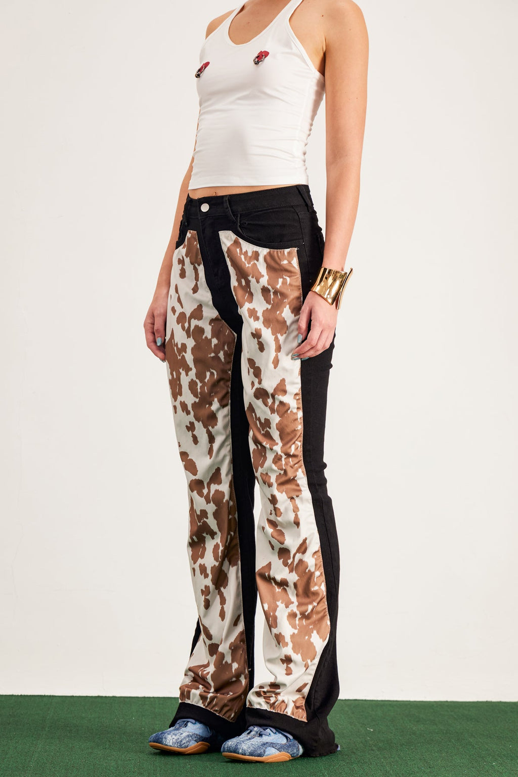 Bandi Print Bootcut Jeans In Brown