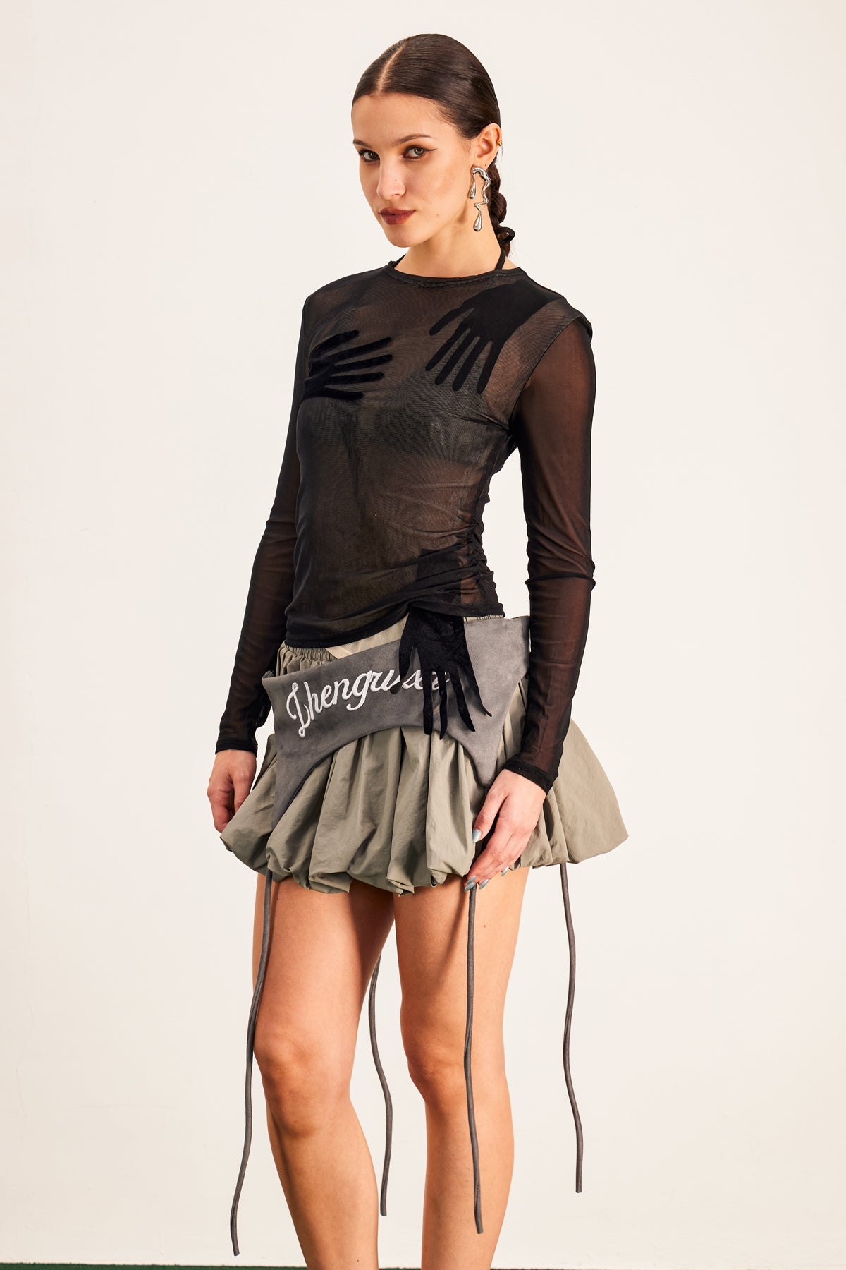 Banks Bodycon Mesh Crop Top In Black