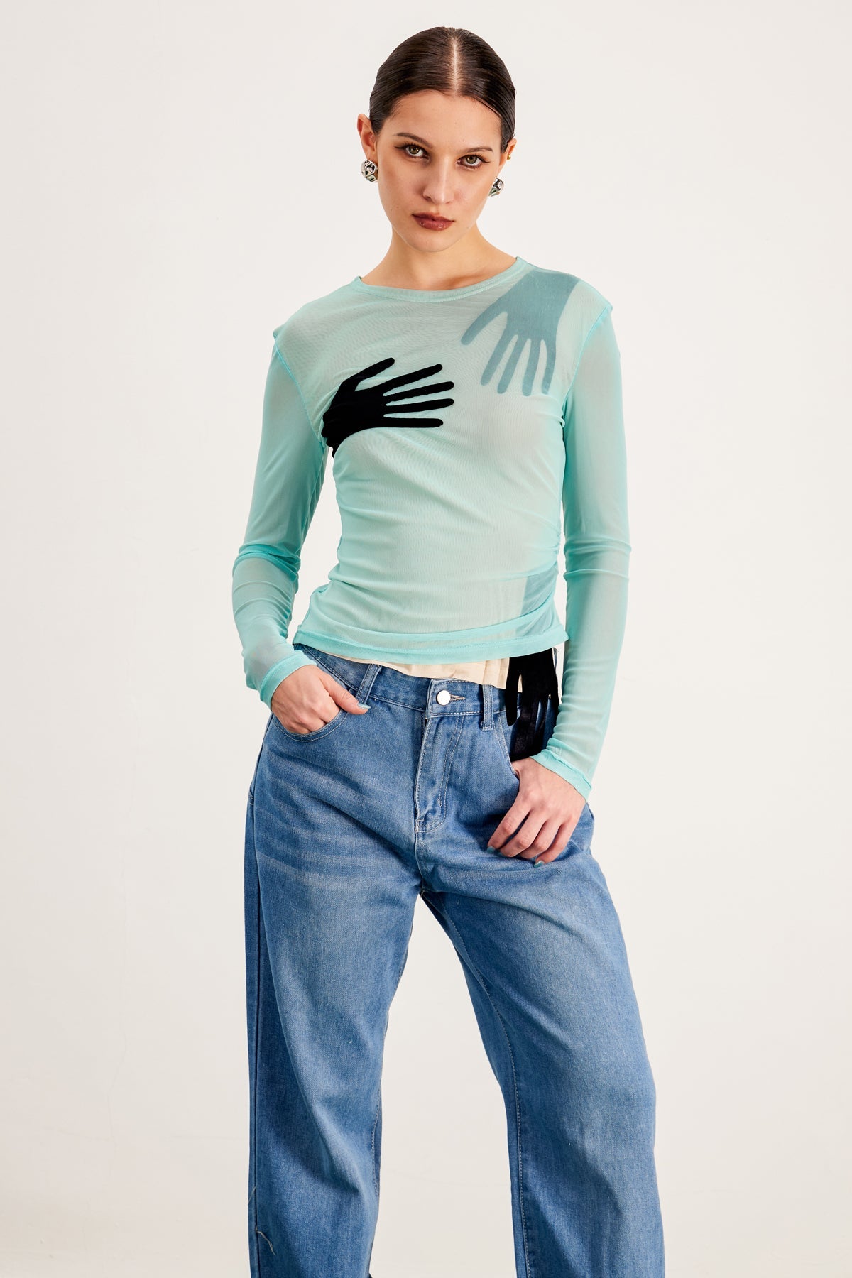 Banks Bodycon Mesh Crop Top In Blue