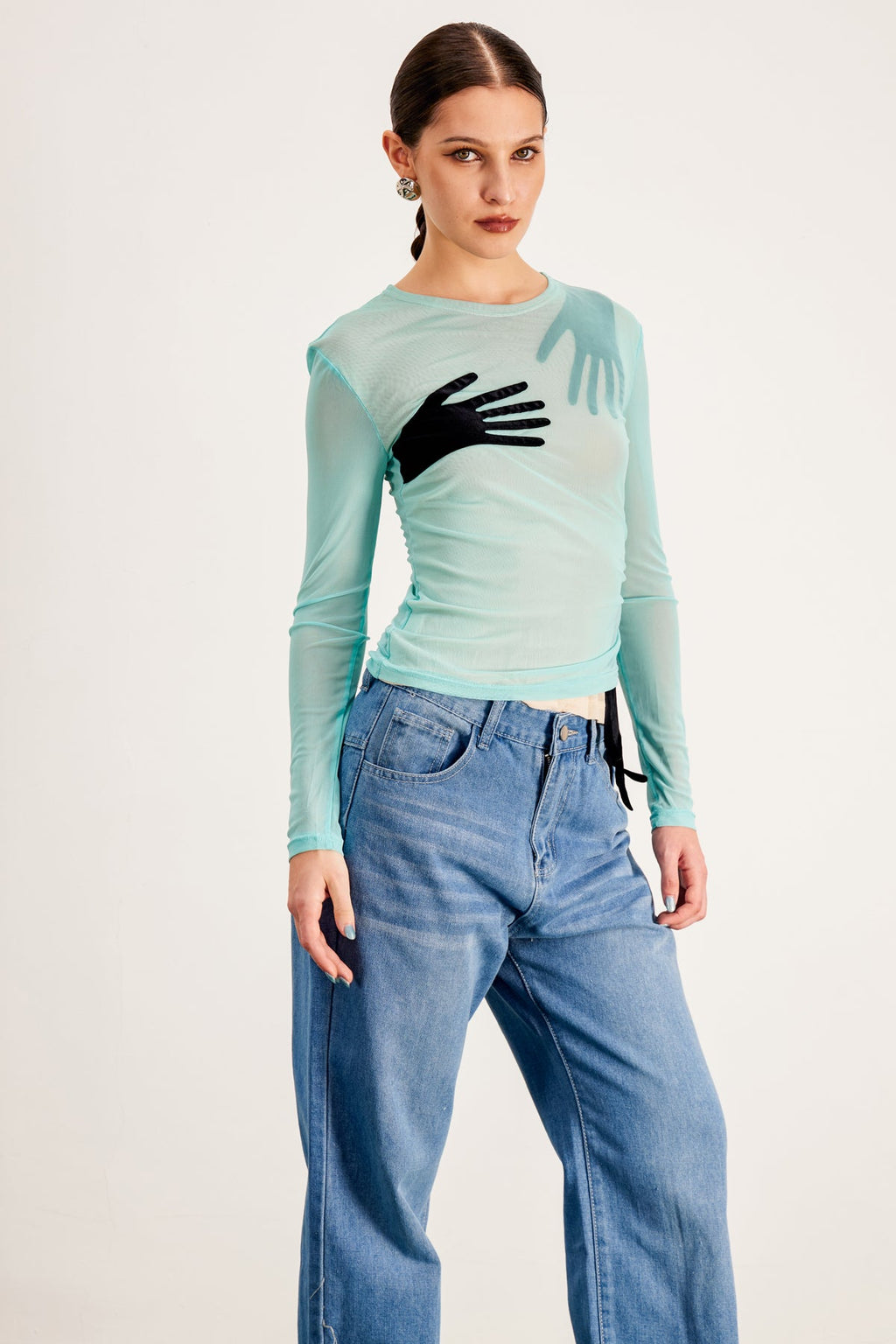 Banks Bodycon Mesh Crop Top In Blue