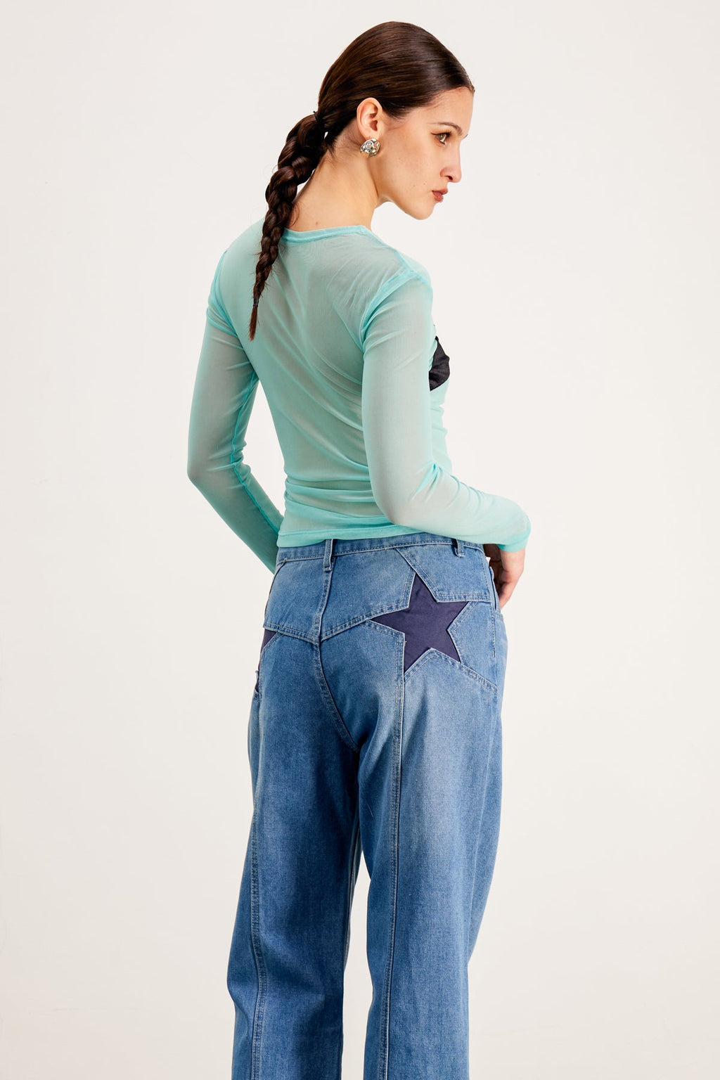 Banks Bodycon Mesh Crop Top In Blue