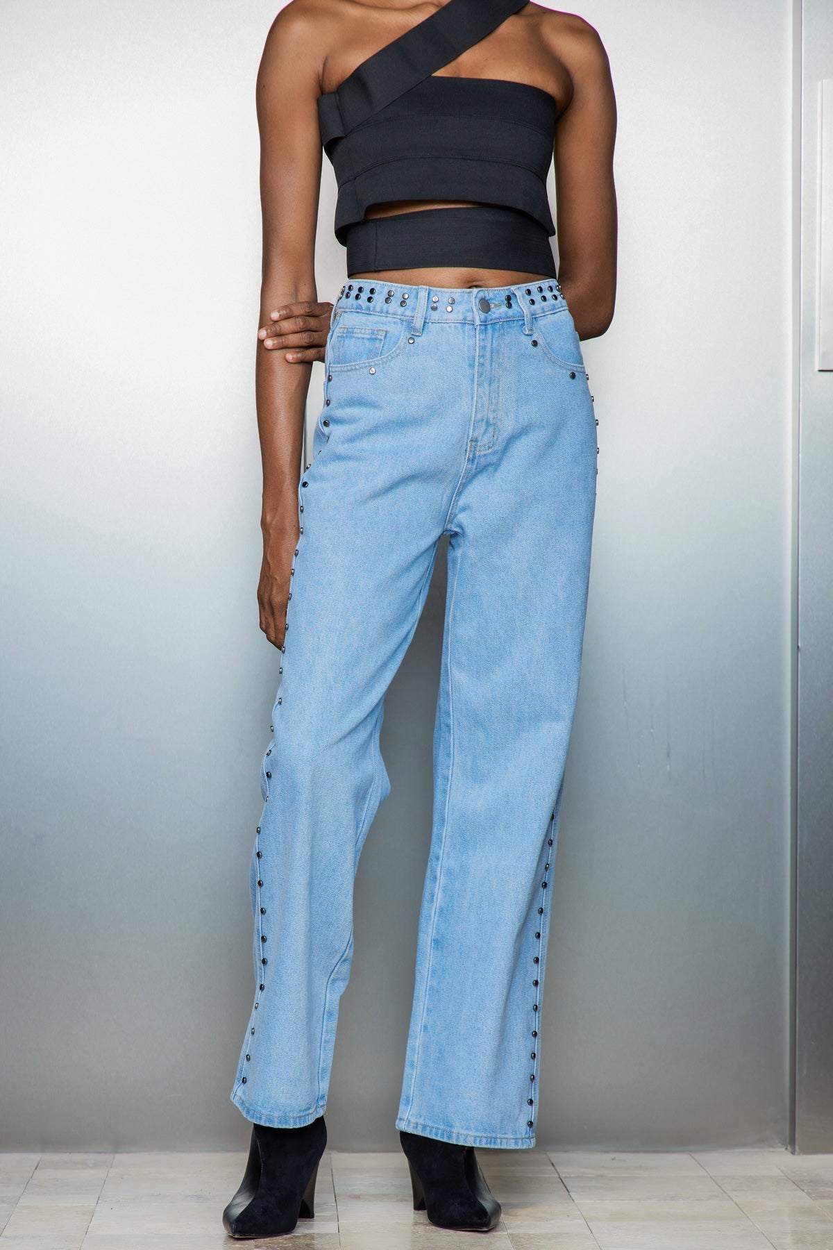 Banquo Star Embellished Wide Jeans In Blue
